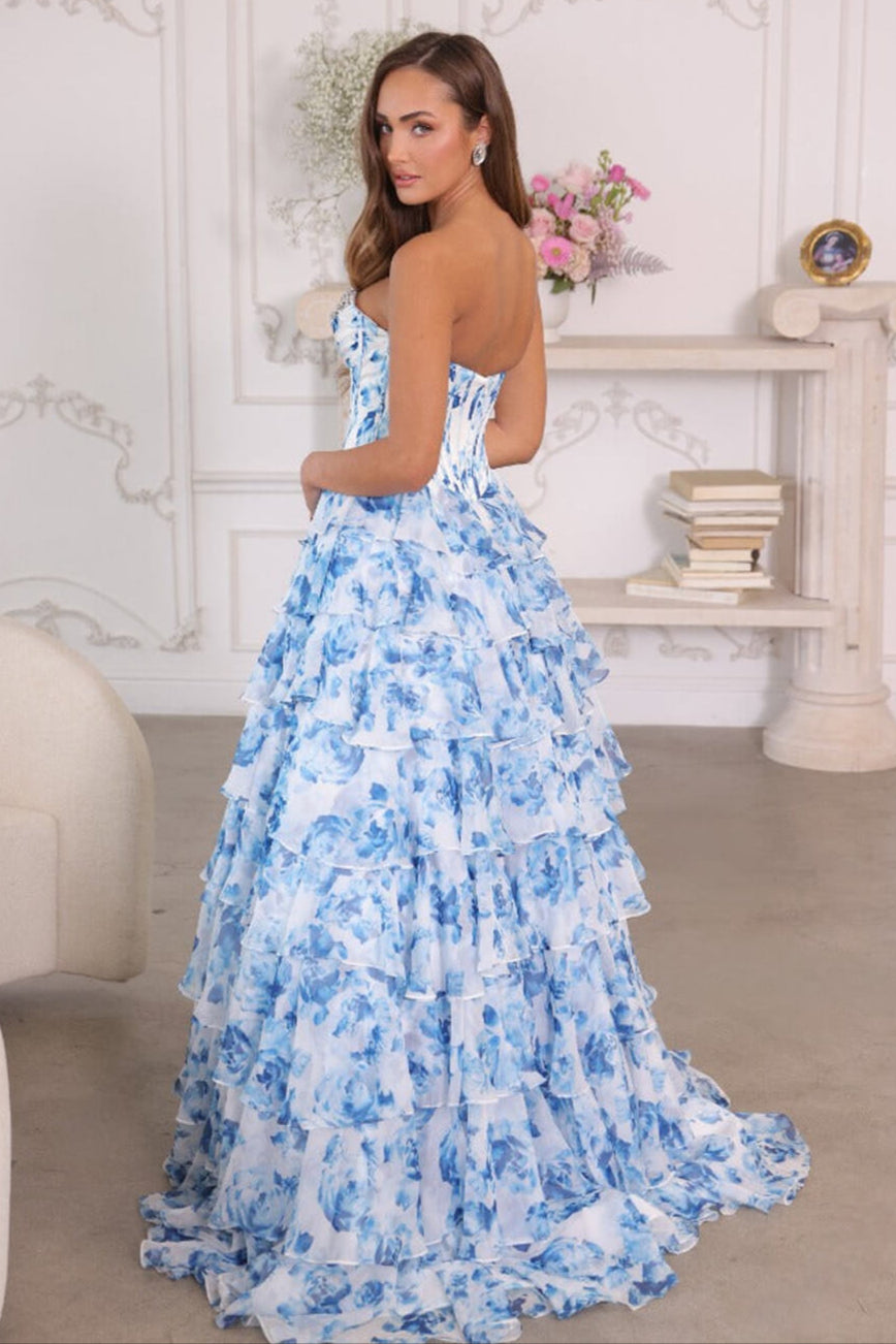 Ava Presley Floral Ruffle Ball Gown - Elegant Formal Dress for Prom, Wedding & Special Occasions