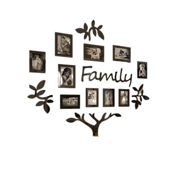TOMYEUS 3D Acrylic Family Tree Picture Frame - DIY Wall Decor, Mirror Sticker Photo Collage for Home, Living Room, Bedroom, Dining Room & Office | Black | Perfect for Family Memories, Wedding Displays & Home Interior Design