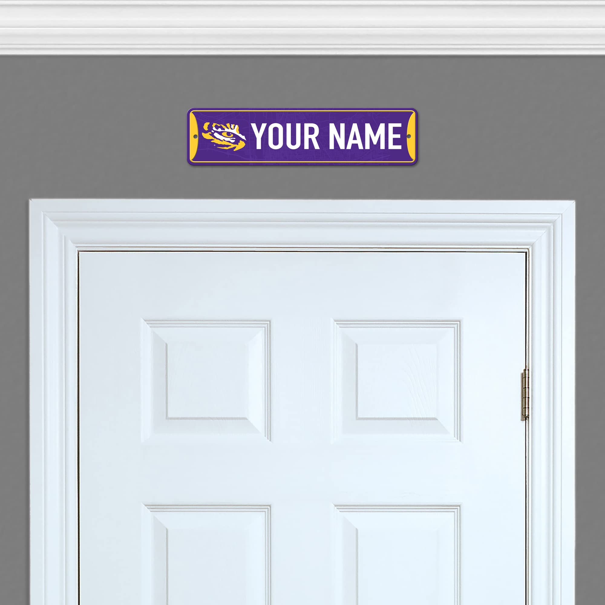Rico Industries NCAA LSU Tigers Personalized Metal Street Sign 4x15 Inches - Custom Home Decor for Bedroom, Office, Man Cave - Perfect for College Football Fans & Sports Themed Rooms