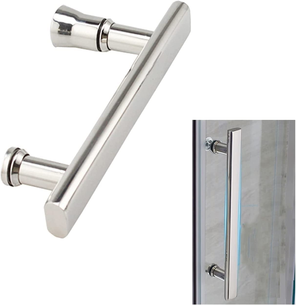 MIQXUAN Shower Door Handle Replacement Set - Polished Finish Internal/External Glass Door Knobs & Towel Bar for Bathroom - Perfect for Shower Screen, Glass Doors and Modern Bathroom Upgrades
