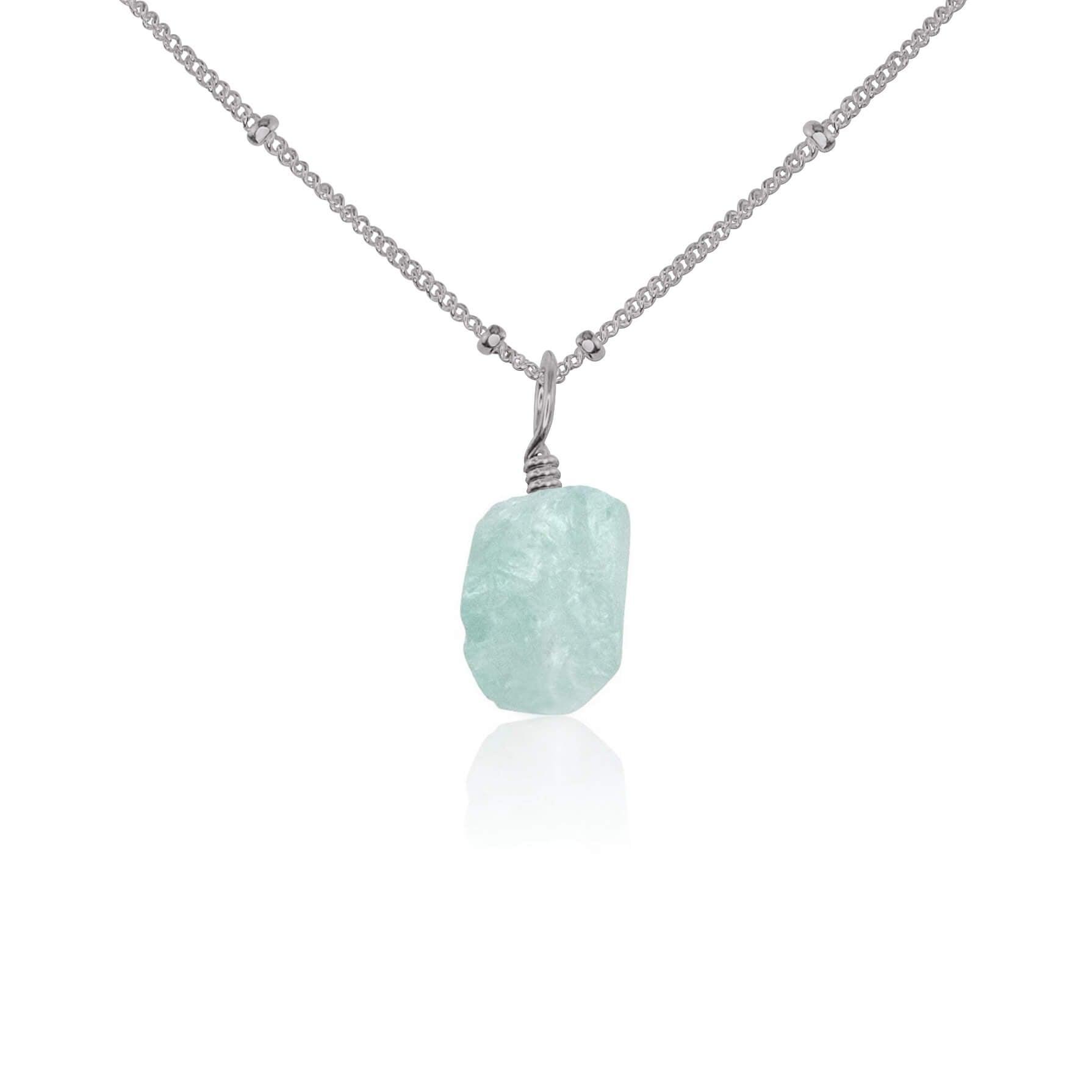 Natural Tiny Raw Aquamarine Pendant Necklace - Handmade Gemstone Jewelry for Women - Perfect for Everyday Wear, Gift Giving & Spiritual Healing
