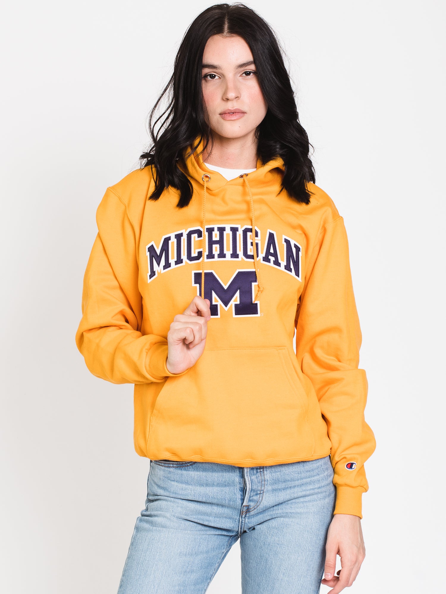 Champion Eco Powerblend Michigan University Hoodie - Men's & Women's Pullover Sweatshirt for College Fans | Cozy Fleece Loungewear for Campus, Gym & Casual Outfits