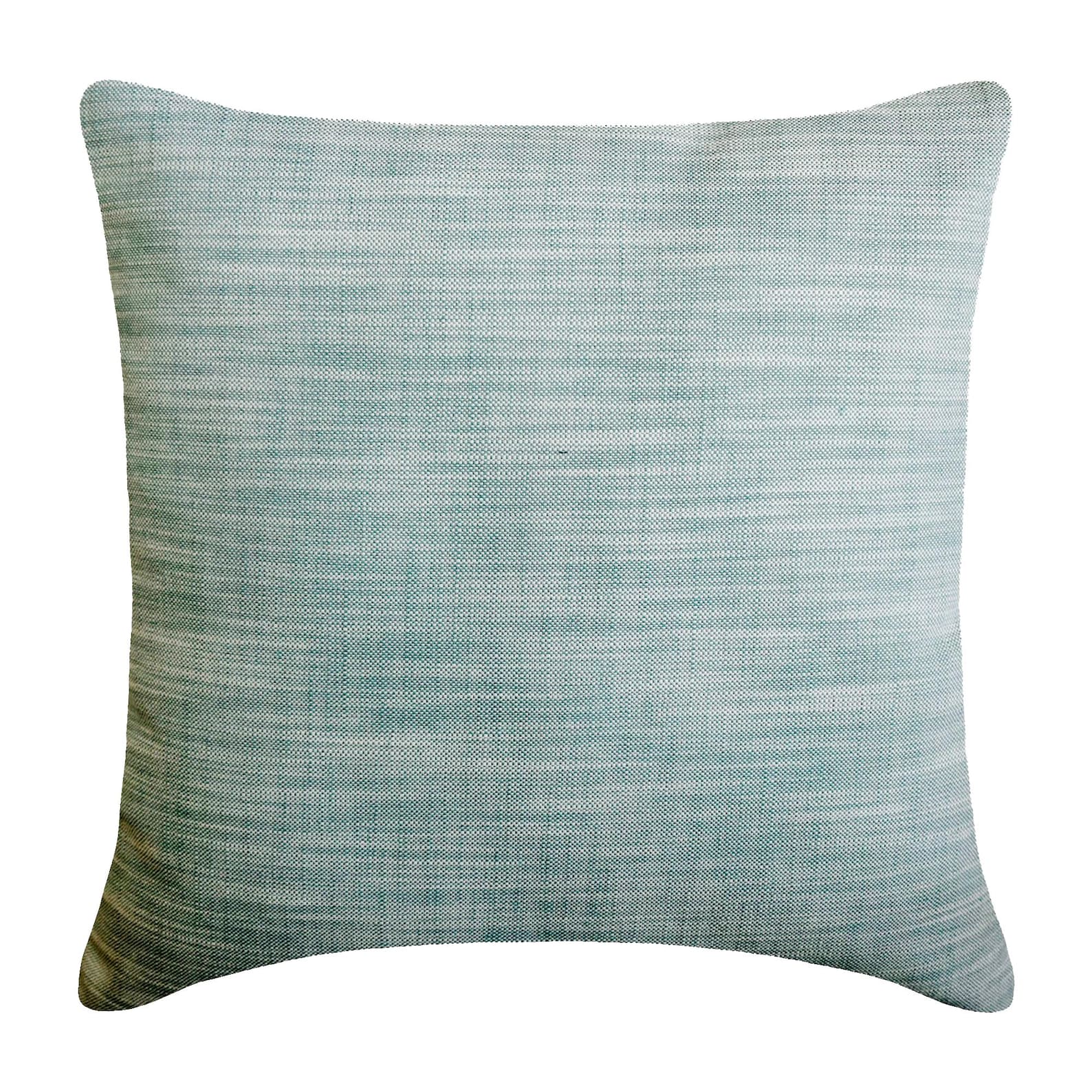Aqua Cotton Throw Pillow Cover - Soft Plush Striped Cushion Case for Sofa, Bed & Home Decor - 18x18 Inches Blue Teal Accent Pillow