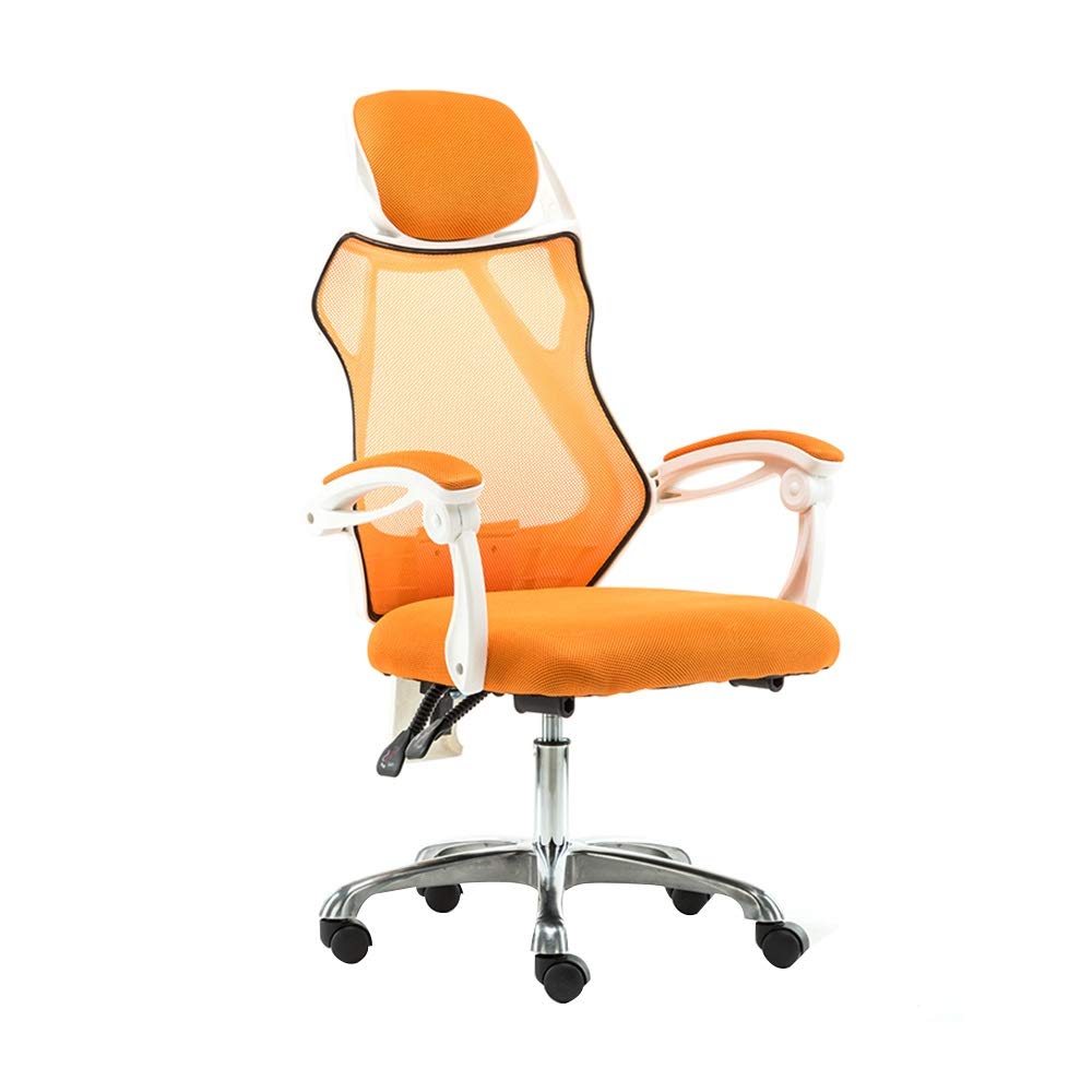 Premium High-Back Ergonomic Office Chair - Adjustable Height & Reclining Racing Style Computer Chair for Home Office, Gaming & Study - White Frame with Orange Upholstery - Ideal for Long Work Sessions & Esports Gaming