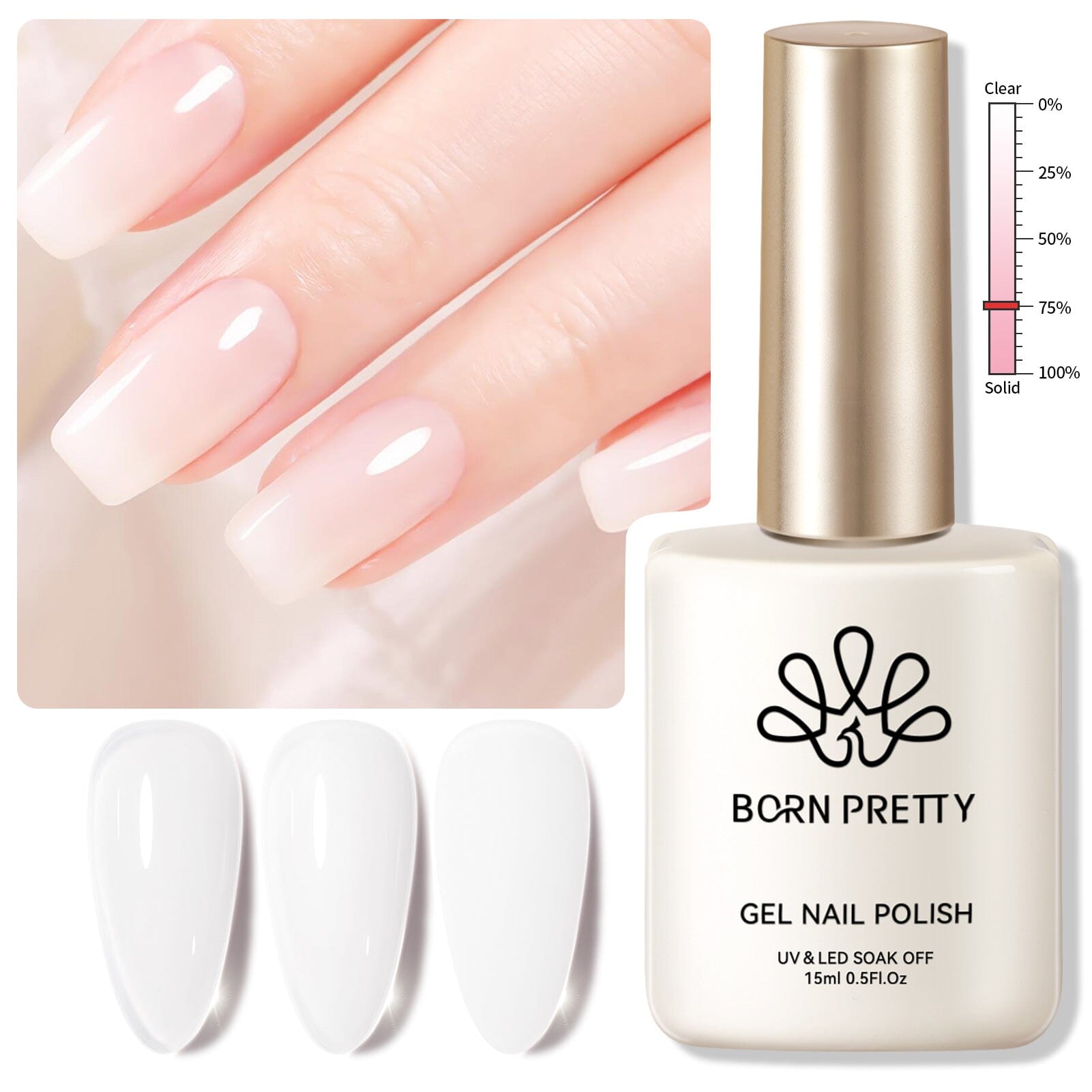 X Jelly Gel HEMA-Free Milky Jelly Gel #01 - 15ml Nail Polish for Professional Salon & Home Manicure | Long-Lasting & Safe Formula