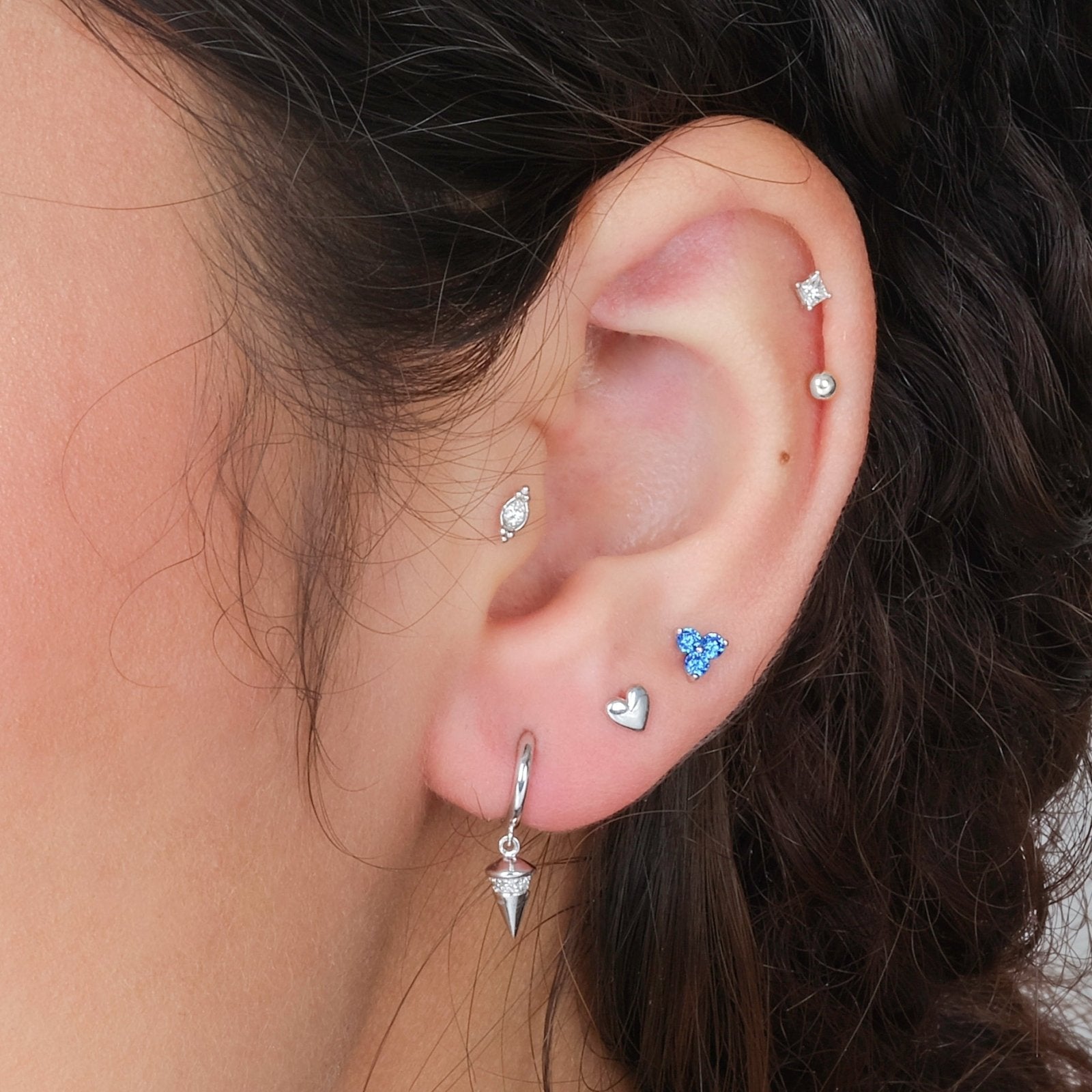 14K Yellow Gold London Blue Topaz Trinity Cluster Stud Earrings for Women - Perfect for Weddings, Parties & Everyday Elegance