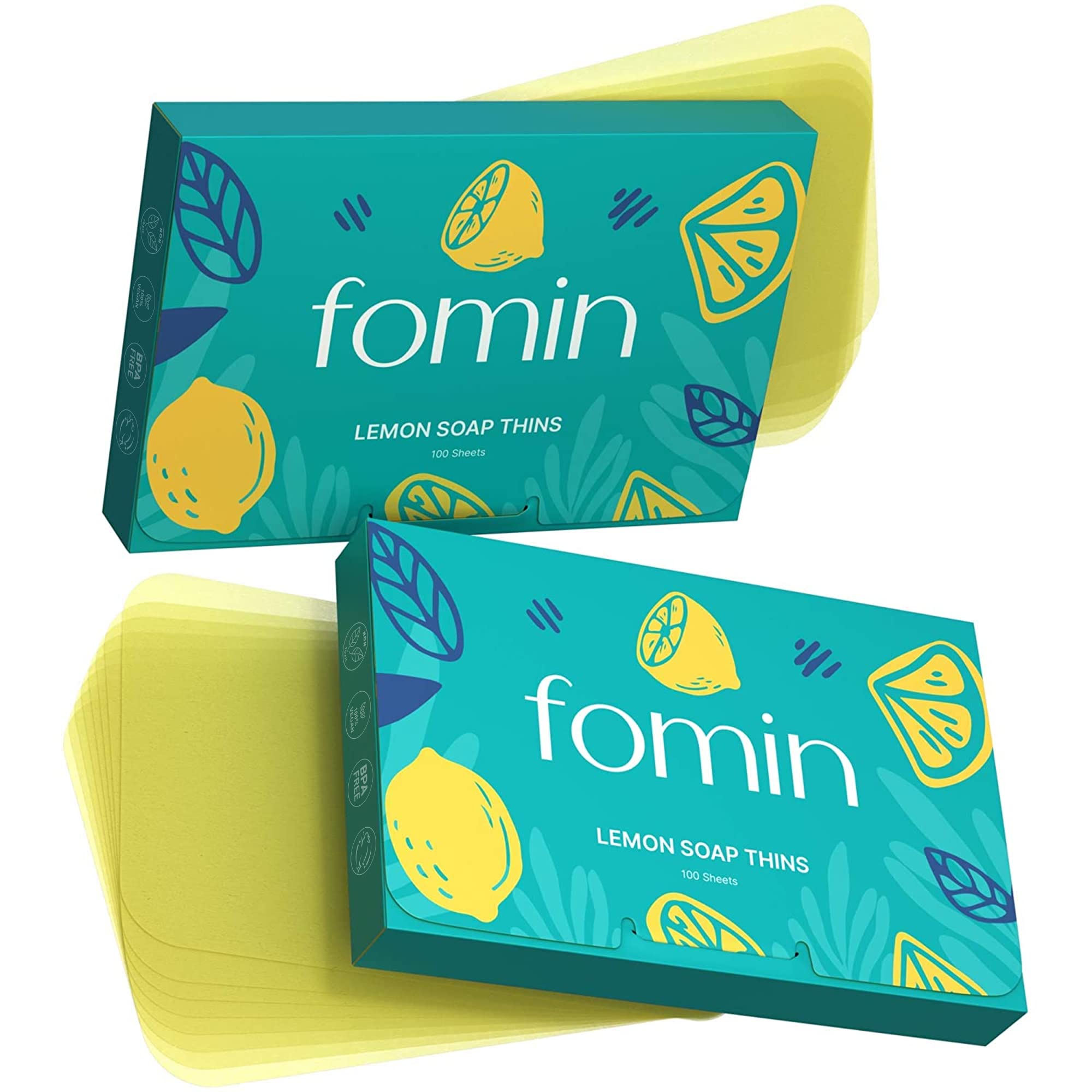 FOMIN Antibacterial Paper Soap Sheets for Hand Washing - 200 Sheets Lemon Scented, Portable Travel Soap, Dissolvable Camping Soap for Outdoor Adventures, Gym, and Emergency Hygiene Kits