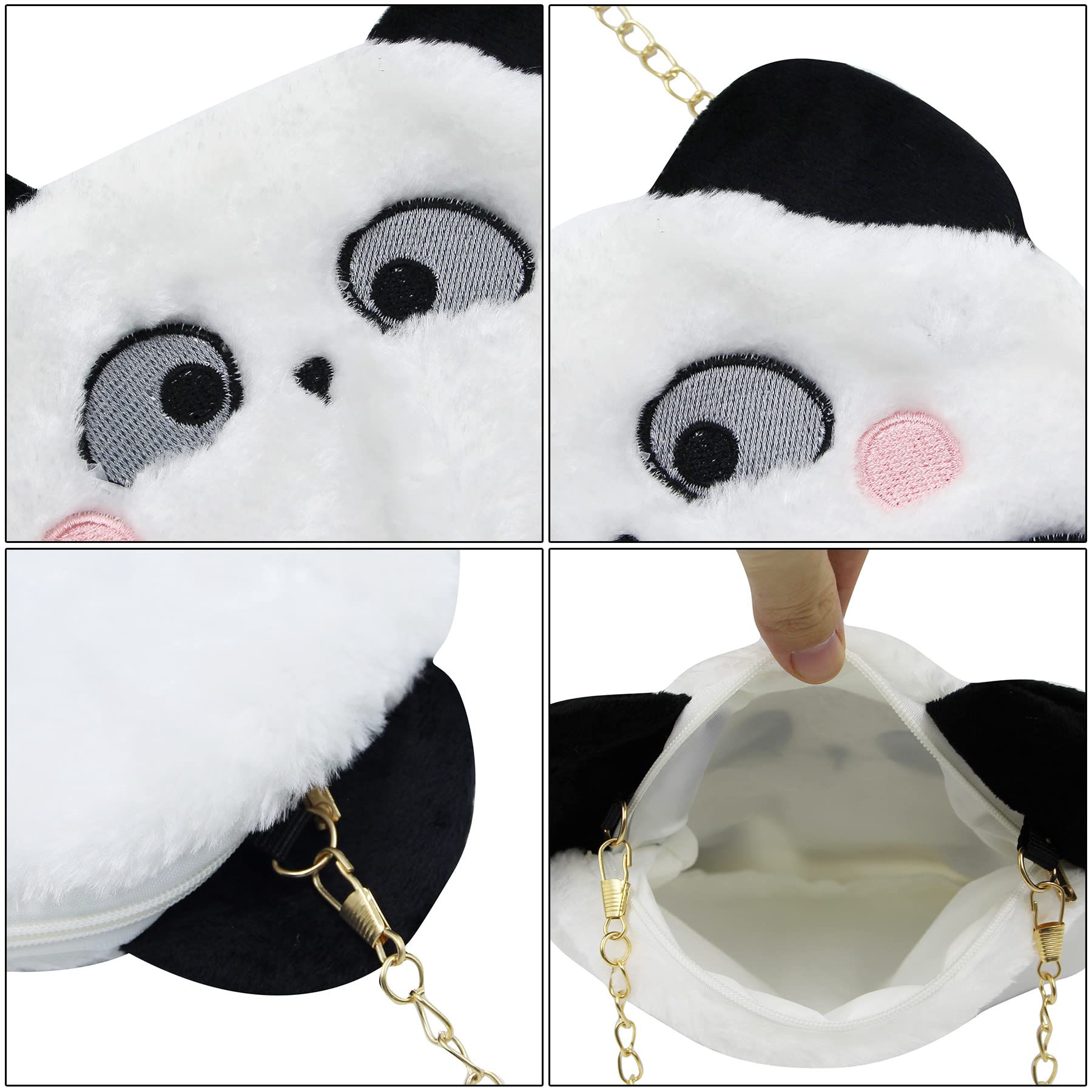 Adorable Panda Plush Crossbody Bag - Soft Fluffy Small Shoulder Purse for Women & Girls | Cute Animal Print Satchel Handbag for School, Travel & Daily Use