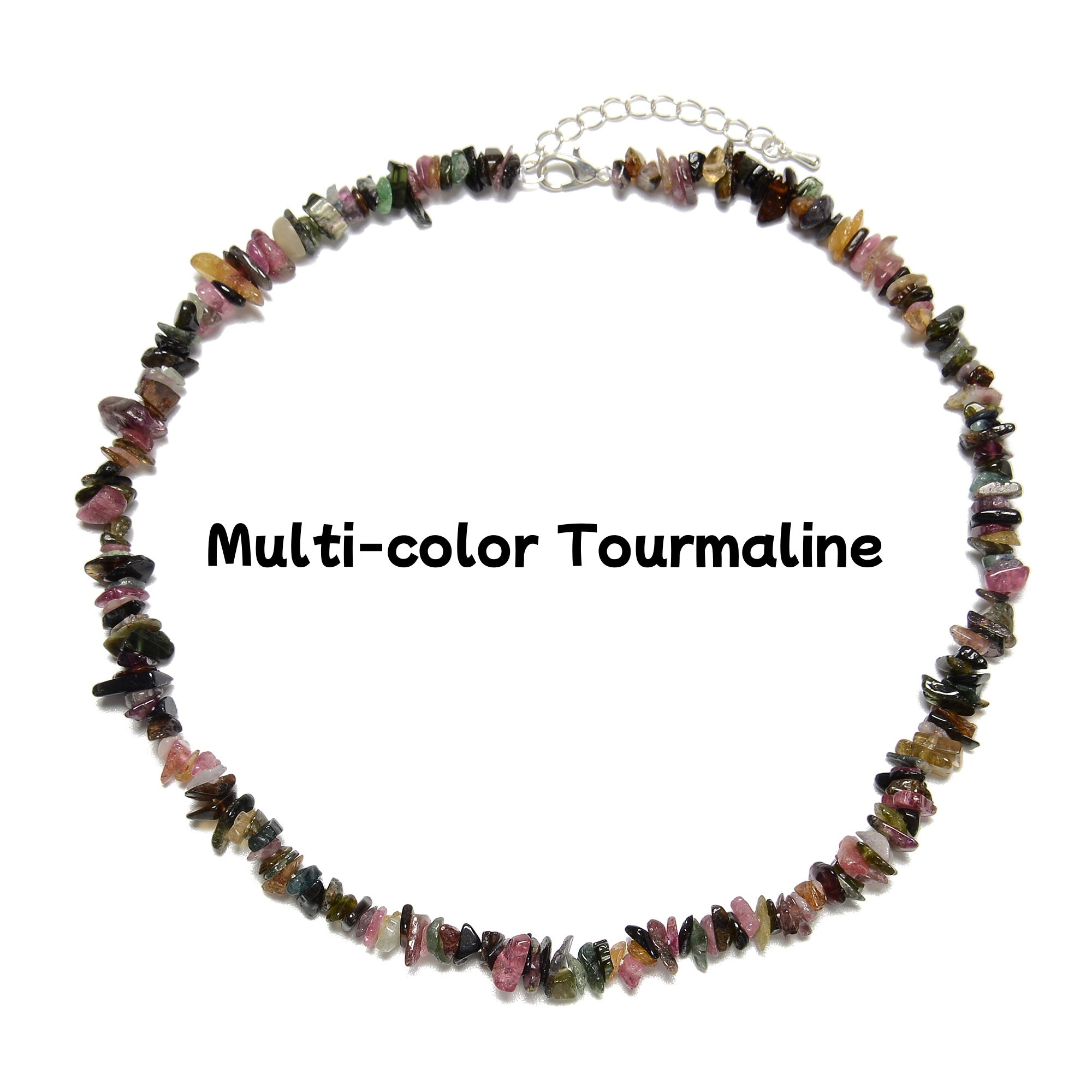 03 Mixed Gemstone Chips 6-8mm Beaded Necklace - 16
