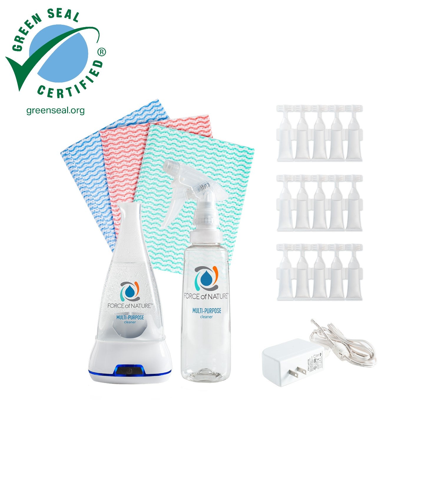 Force of Nature All-Natural Home Cleaning Starter Kit | Eco-Friendly Disinfectant & Sanitizer for Kitchen, Bathroom & Baby Items | Safe & Non-Toxic Cleaning Solution for Families & Pets