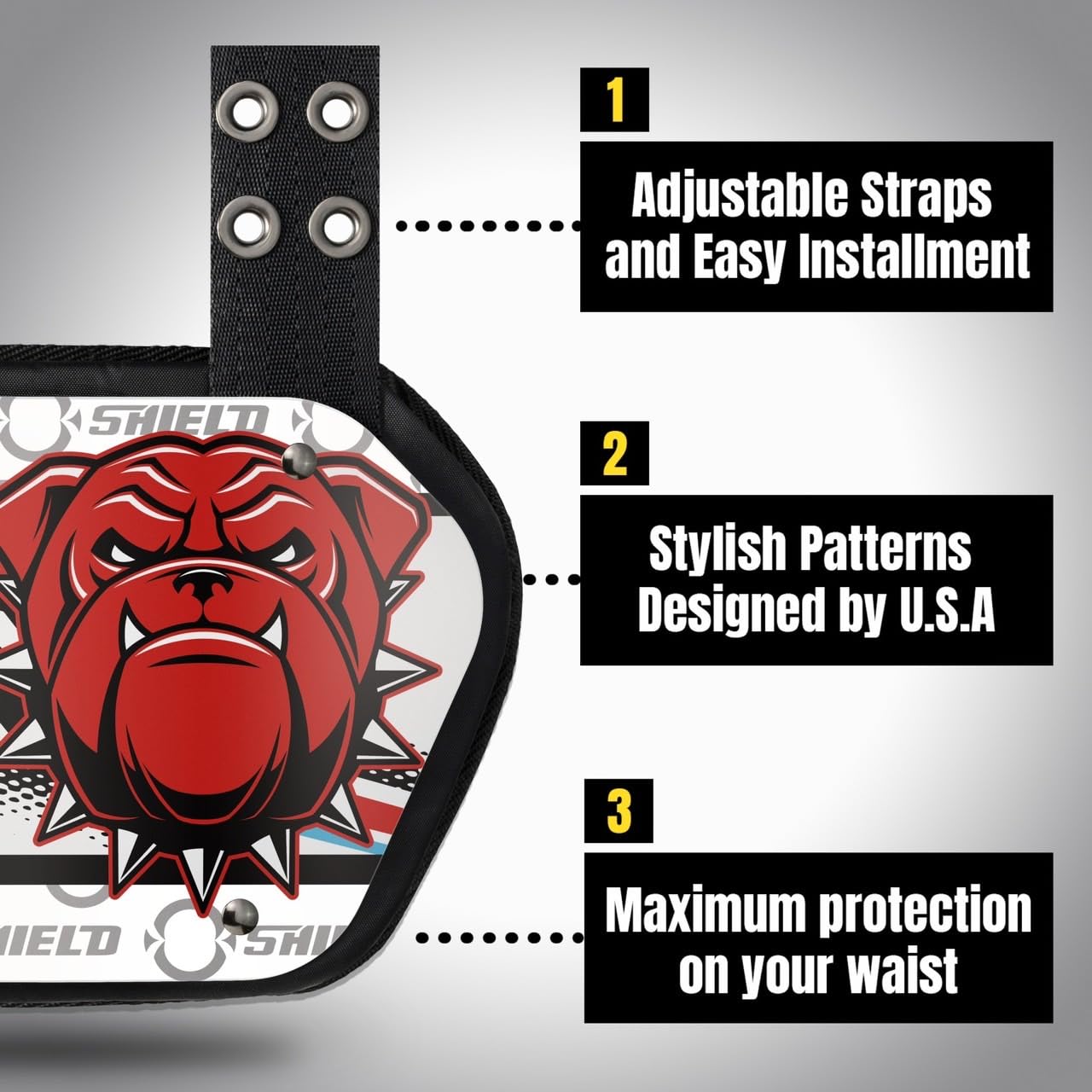 O Shield Danger Dog Football Back Plate - Premium Lower Back Protector for Football Players - Rear Impact Protection Pads for Safety & Performance - Ideal for Tackling, Blocking & Contact Drills