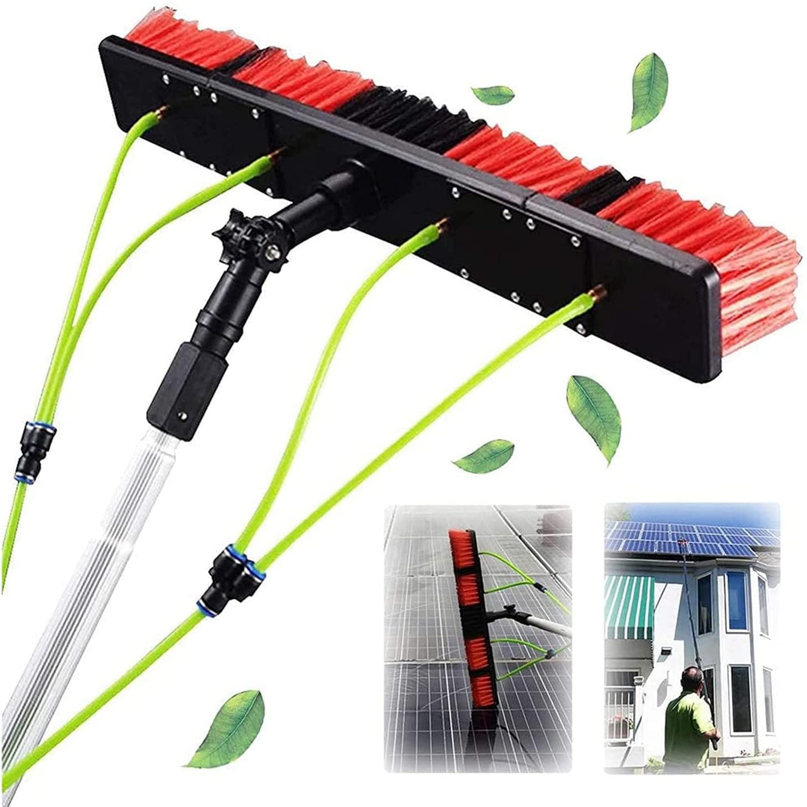 SAIAODI Telescopic Window Cleaning Kit - Lightweight Aluminum Alloy Water Fed Pole with Scrubber Brush & 20m Hose Spray Washer | Solar Panel & Outdoor Washing Equipment | Perfect for High-Rise Windows, Patio Cleaning & RV Maintenance