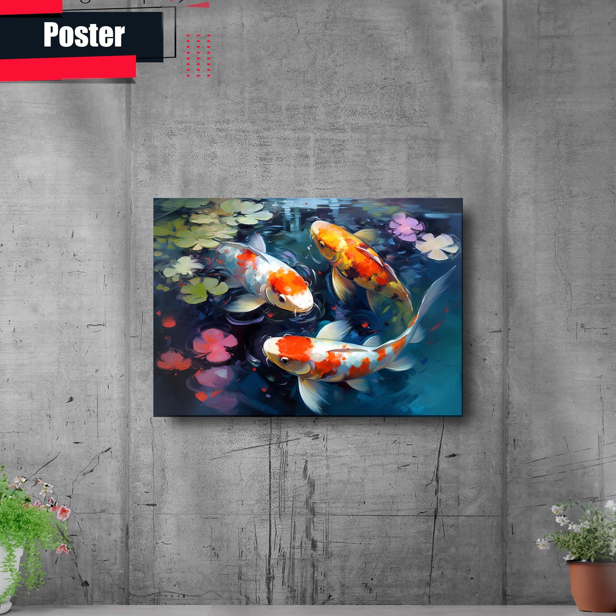 Japanese Koi Fish Art Print - Zen Wall Decor for Home & Kitchen | Koi Pond Poster, Asian-Inspired Wall Art for Living Room, Bedroom & Office Decor