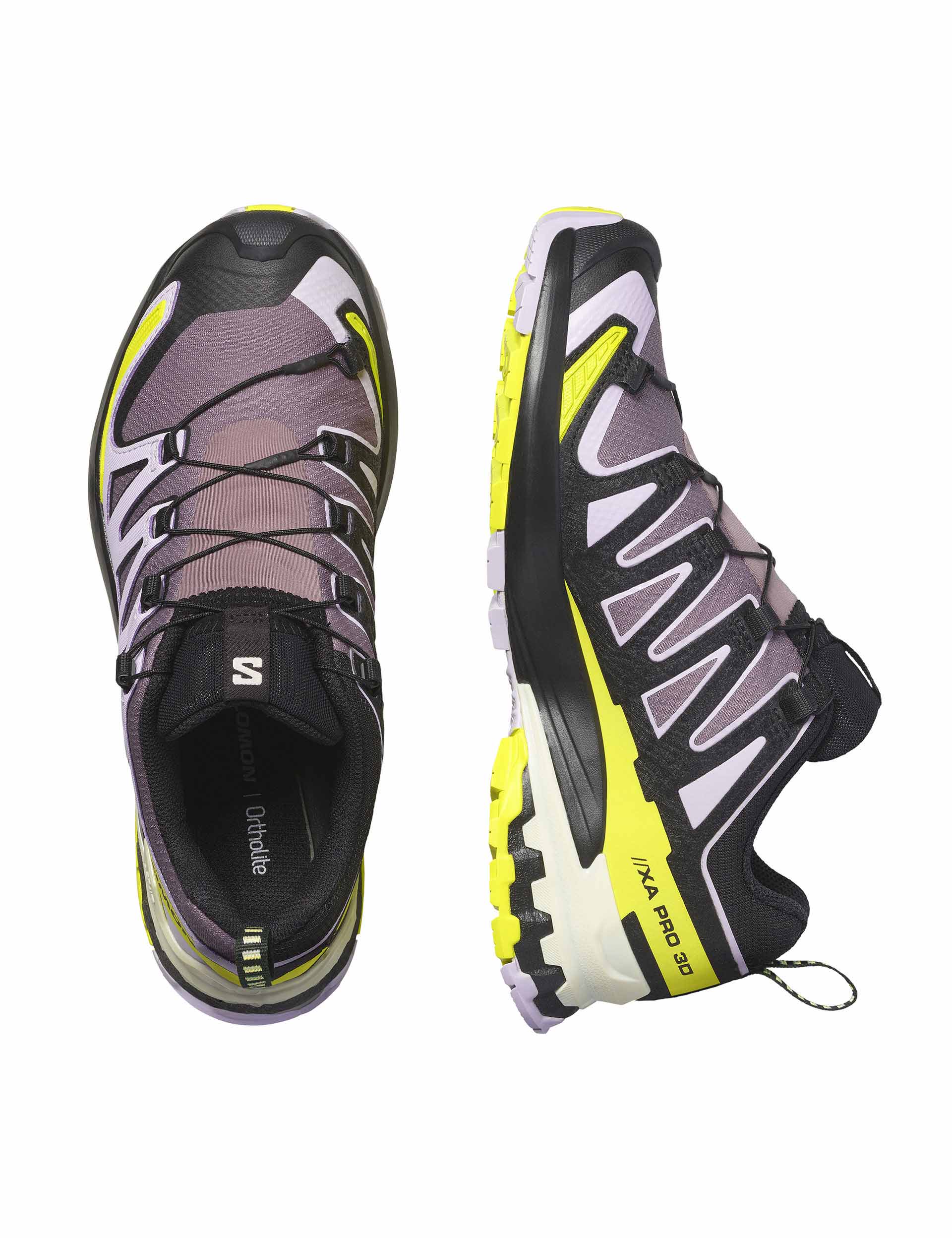 XA Pro 3D V9 Gore-Tex Trail Running Shoes - Moonscape/Orchid Petal/Sulphur Spring Color | Waterproof Hiking & Outdoor Adventure Footwear
