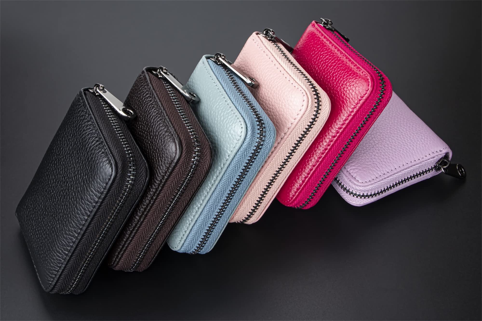 Genuine Leather RFID Blocking Credit Card Holder Wallet - Secure ID Card Case with Zipper Organizer (Black) - Perfect for Travel, Business & Everyday Use