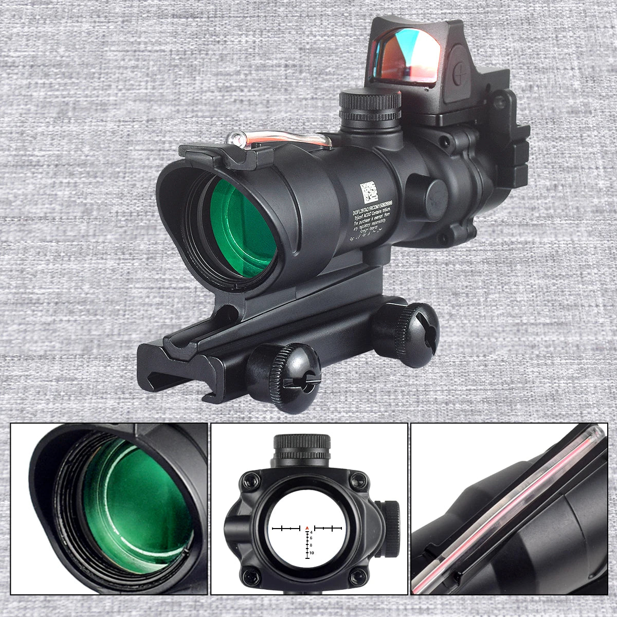 Trijicon ACOG 4X32 Rifle Scope with 4X Magnifier, Fiber Optics & Red/Green Dot - RMR Compatible Hunting Sight with Killflash Cover - Perfect for Tactical Shooting, Hunting, and Long-Range Precision