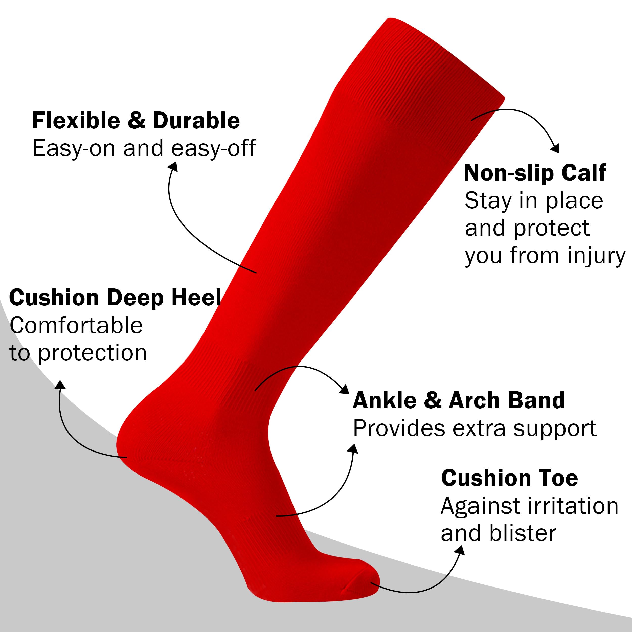 Best Soccer Socks for Men & Women - High Performance Knee-High Baseball/Softball Socks with Cushion & Breathable Fabric (2 Pairs, S-XL) - Ideal for Sports Training, Running, and Team Games