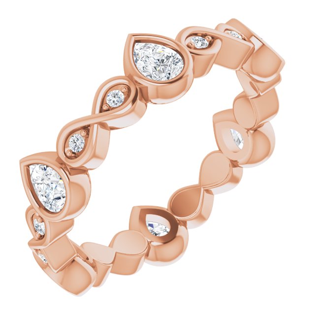 1.36 Carat Bezel Set Pear and Round Diamond Eternity Band Wedding Ring - Perfect for Bridal Jewelry, Anniversary Gifts & Special Occasions