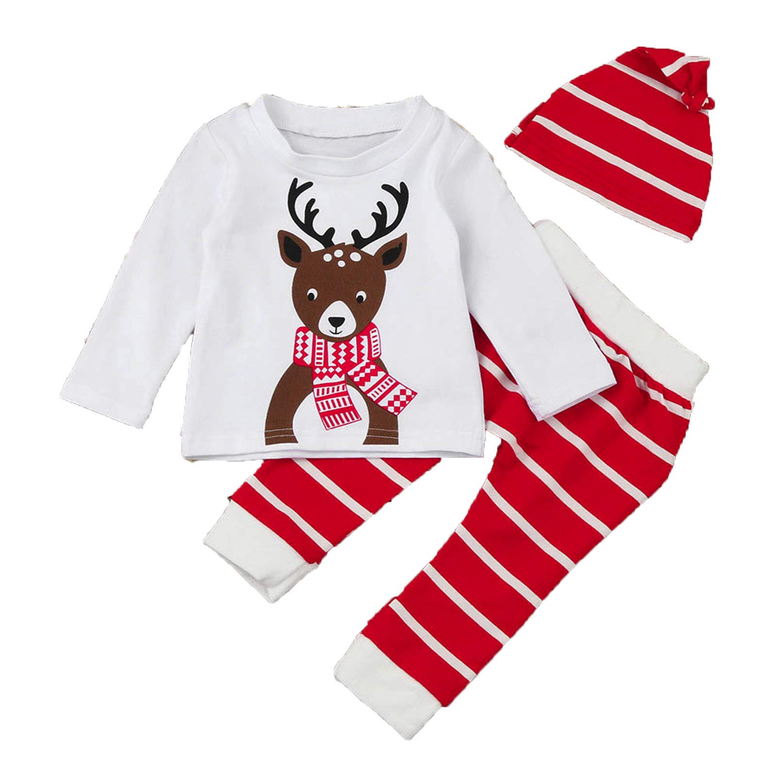 **Christmas Cartoon Girls Kids Pant & Hat Set - Baby Tops, Outfits & Fashion Jumpsuit for Holiday Parties & Family Photos**