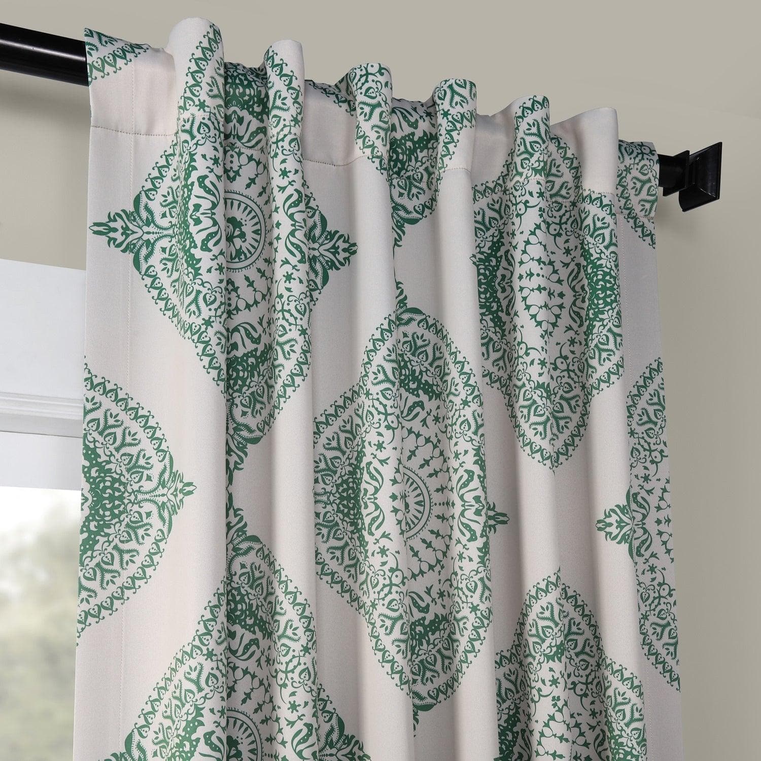 Henna Clover Emblem Blackout Curtains for Bedroom - Light Blocking Thermal Insulated Window Drapes for Nursery, Living Room & Home Decor