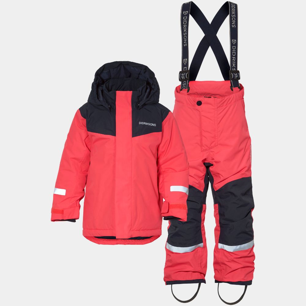 Didriksons Skare Kids Ski Jacket & Pants Set - Waterproof Winter Snowsuit for Boys & Girls, Insulated Warm Skiwear in Modern Pink - Perfect for Skiing, Snowboarding & Outdoor Winter Activities