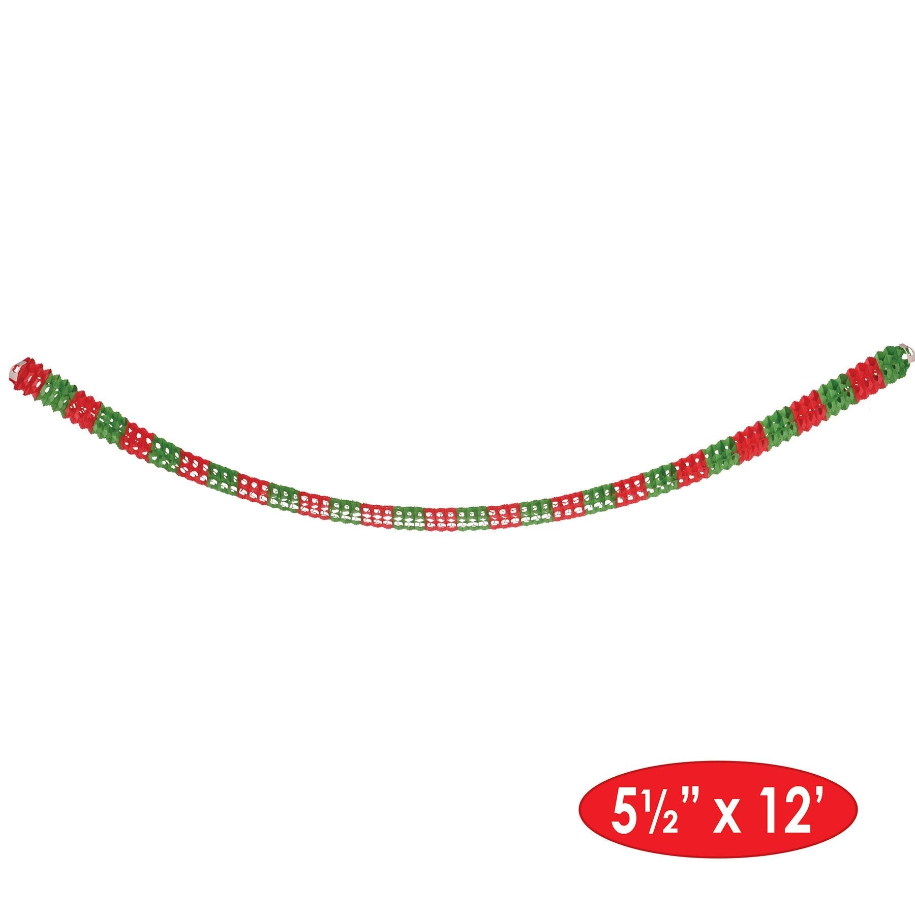 12 Pack Beistle Christmas Arcade Garland - Red and Green Holiday Decor for Parties, Home & Office Festive Decorations