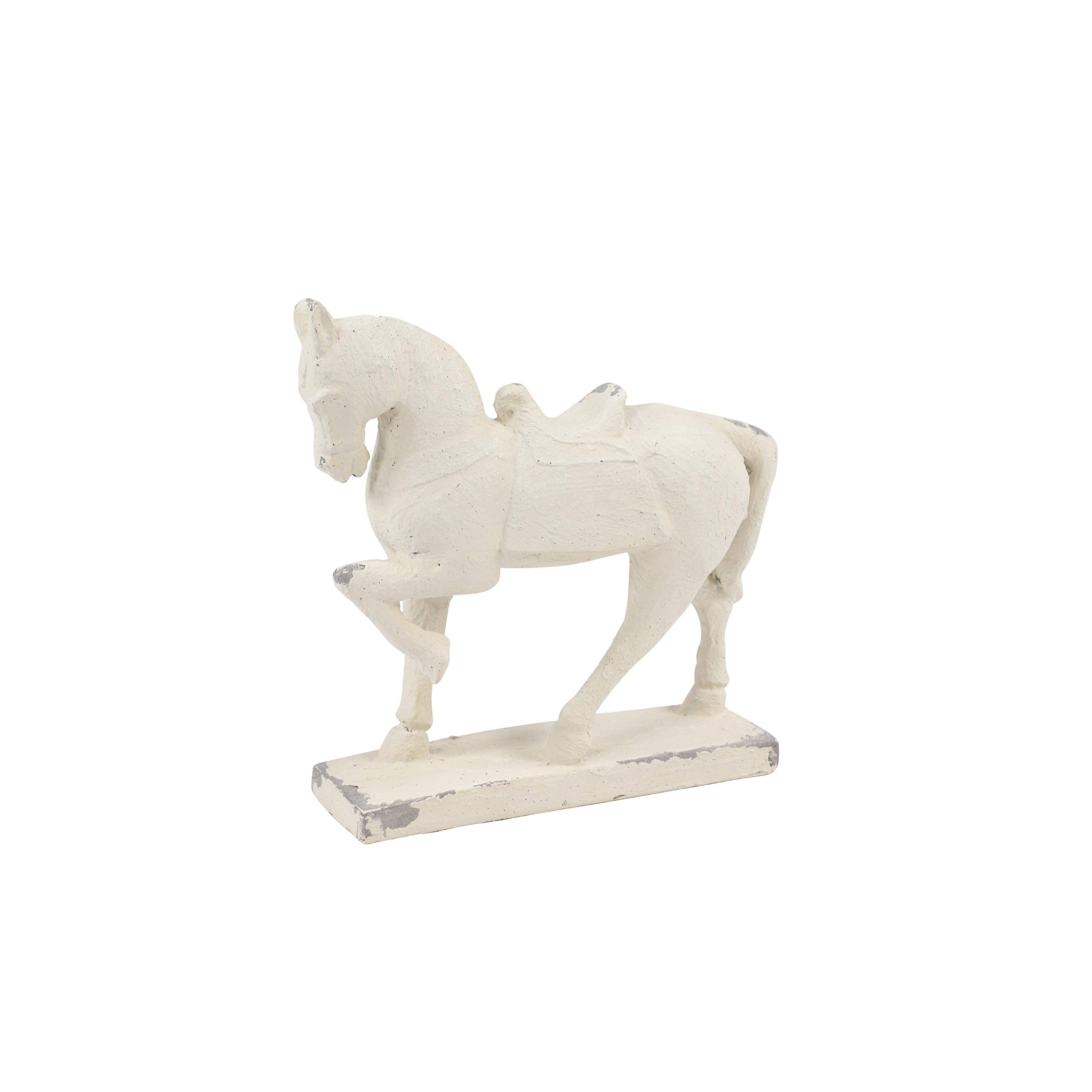 Distressed White Horse Sculpture - 13