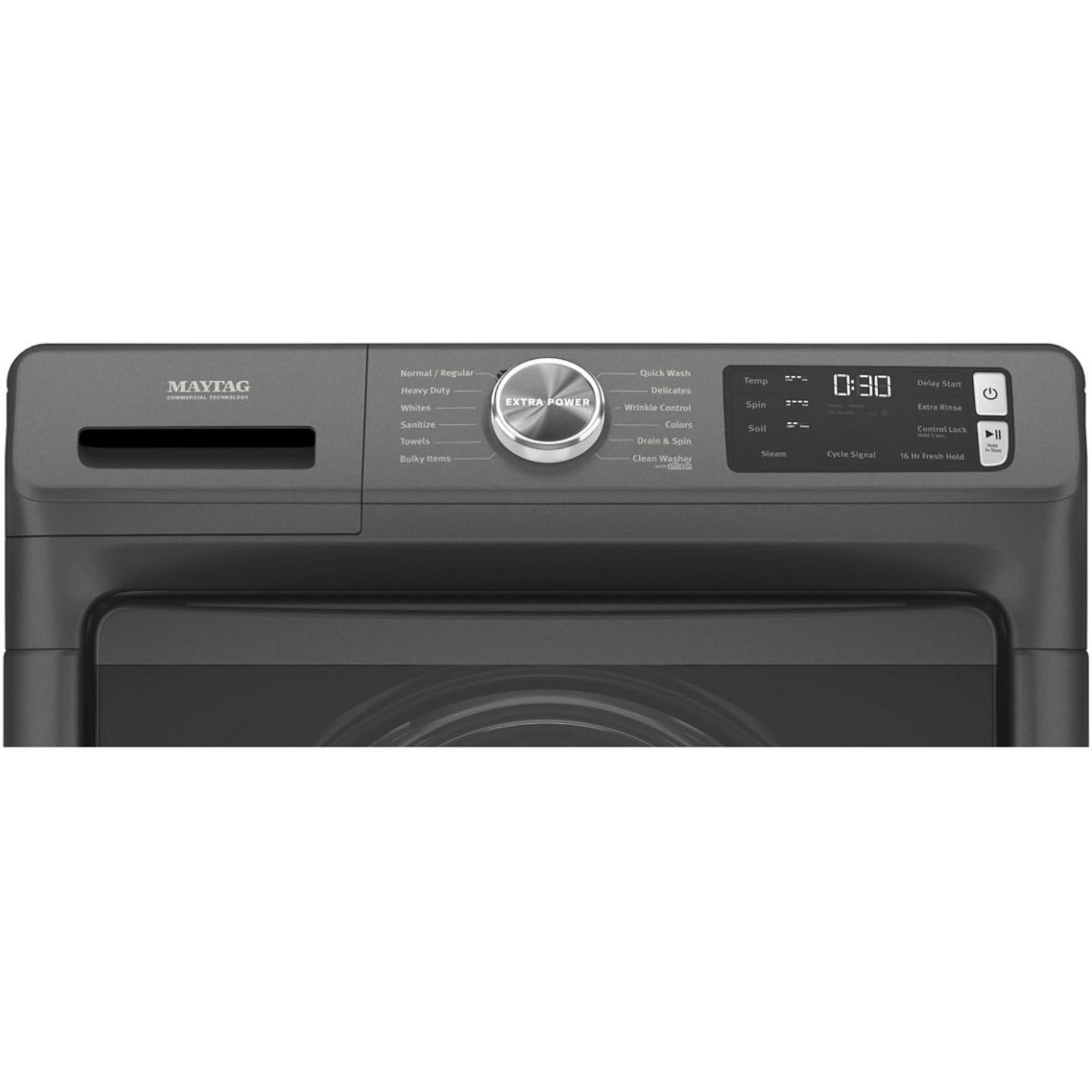 Maytag 5.5 cu ft Front Load Washer with Extra Power Button - MHW6630MBK - Perfect for Large Laundry Loads & Energy-Efficient Cleaning