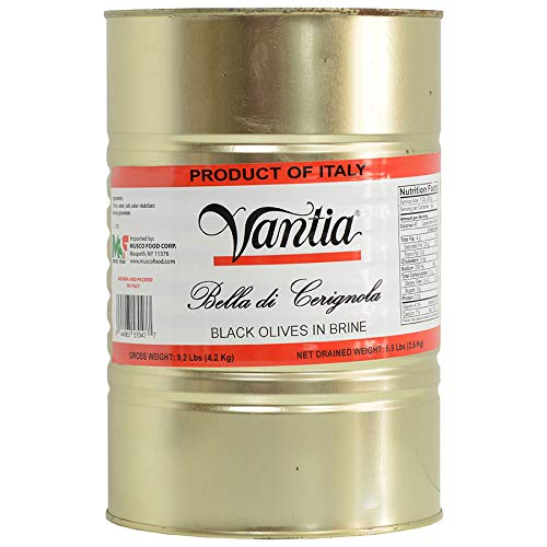 Premium Black Cerignola Olives - 5.5 lb Can (80 oz) - Imported Italian Gourmet Olives for Charcuterie Boards, Salads & Mediterranean Cooking