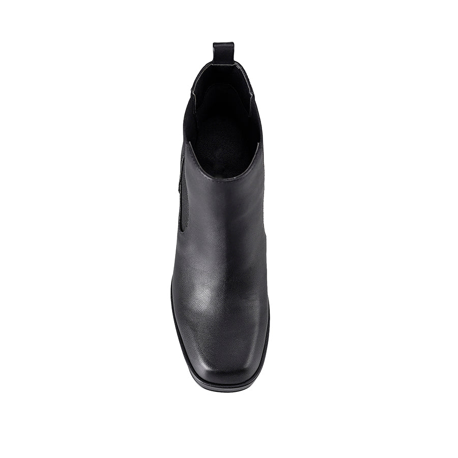 Ava Platform Ankle Boots for Women - Black Smooth Leather Chunky Heel Booties | Perfect for Fall, Winter & Casual Outfits