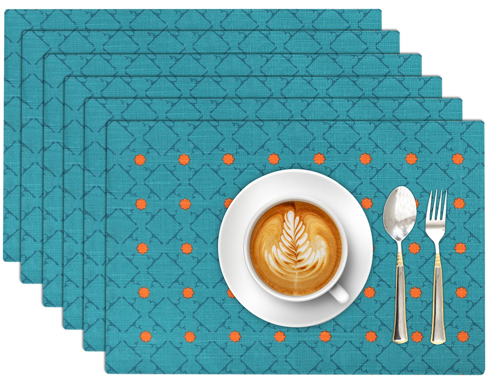 Premium Ruvanti 100% Cotton Placemats Set of 6 - 13x19 Inch Washable Dining Table Mats for Everyday Use, Holiday Dinners & Kitchen Decor - Christmas, Thanksgiving & Family Gatherings Table Linens