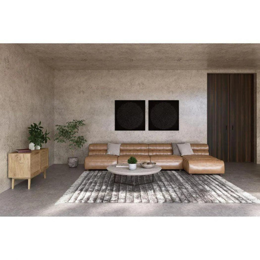 3PC Set Tan Leather Reversible Modular Sofa - Modern Sectional Couch for Living Room, Lounge & Office - Soft & Durable Faux Leather Sofa Set with Reversible Chaise