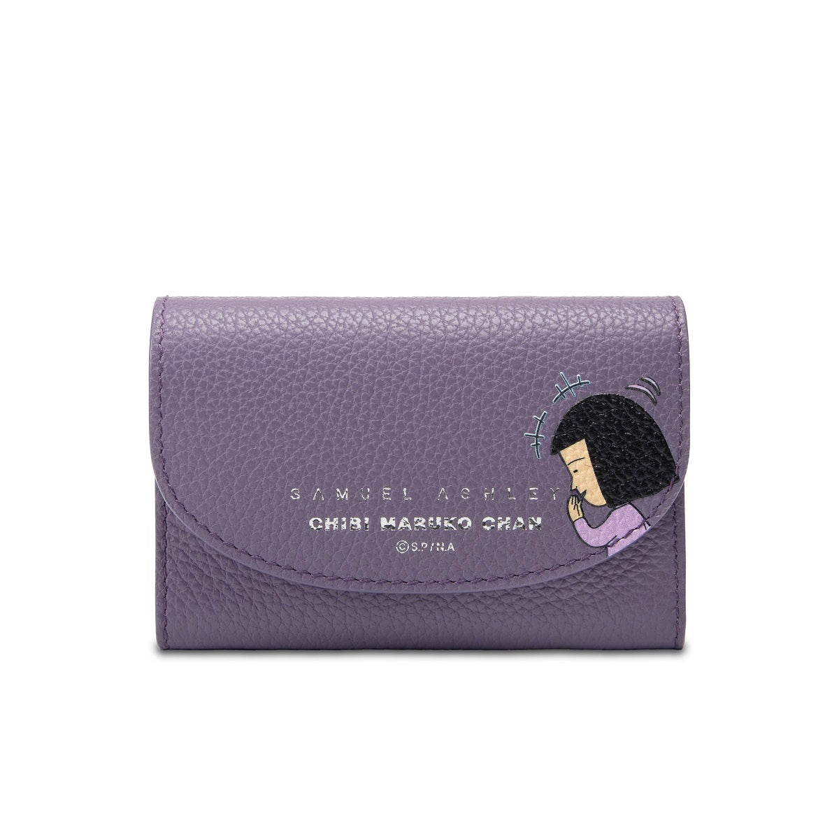Samuel Ashley x Chibi Maruko Chan Genuine Leather Mini Wallet for Women - Cute Anime Character Design Slim Card Holder for Everyday Use, Travel & Gift Giving