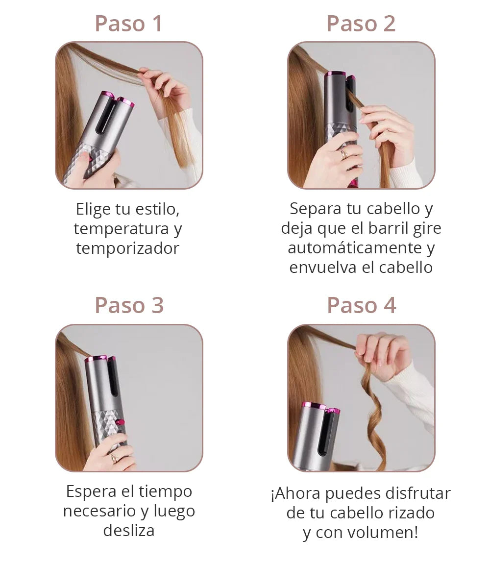 Rechargeable Cordless Hair Curling Wand with Adjustable Temperature - Perfect for Travel, Home, and Salon Styling