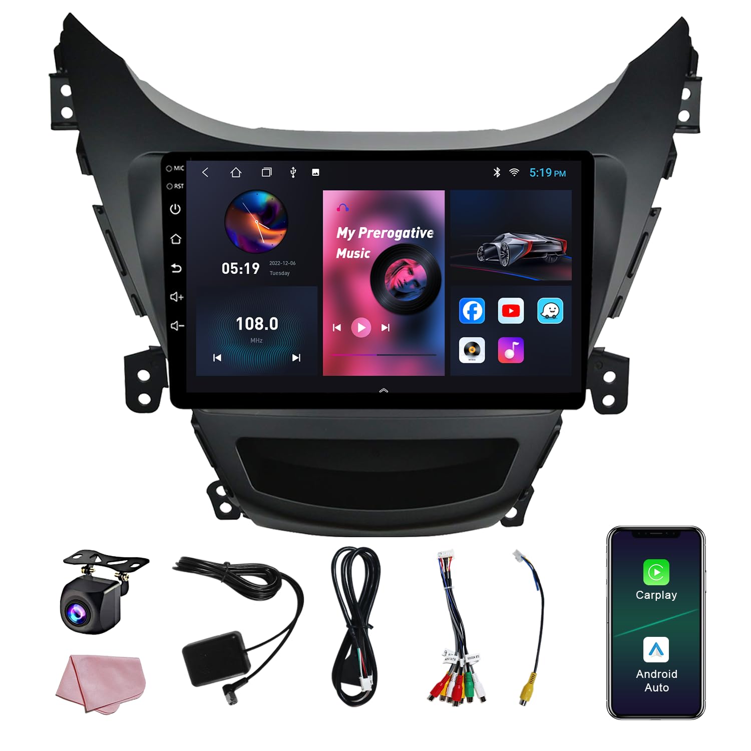 2011-2012 Hyundai Elantra Car Stereo with Wireless CarPlay & Android Auto | 9