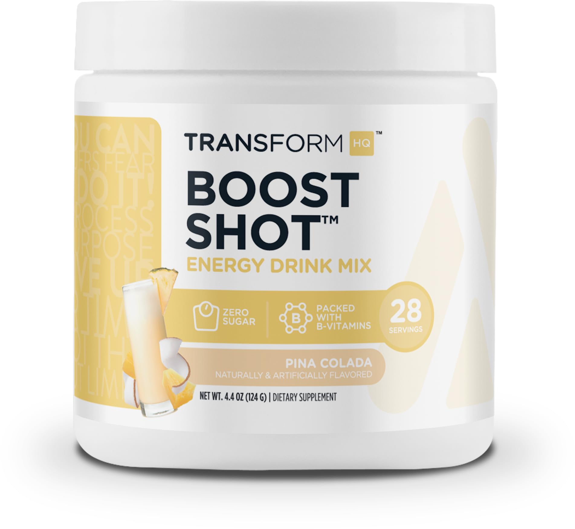 TransformHQ Everyday Boost Shot - 28 Servings Pina Colada Flavor | Non-GMO, Gluten-Free Energy Supplement for Workouts, Travel & Daily Energy Boost