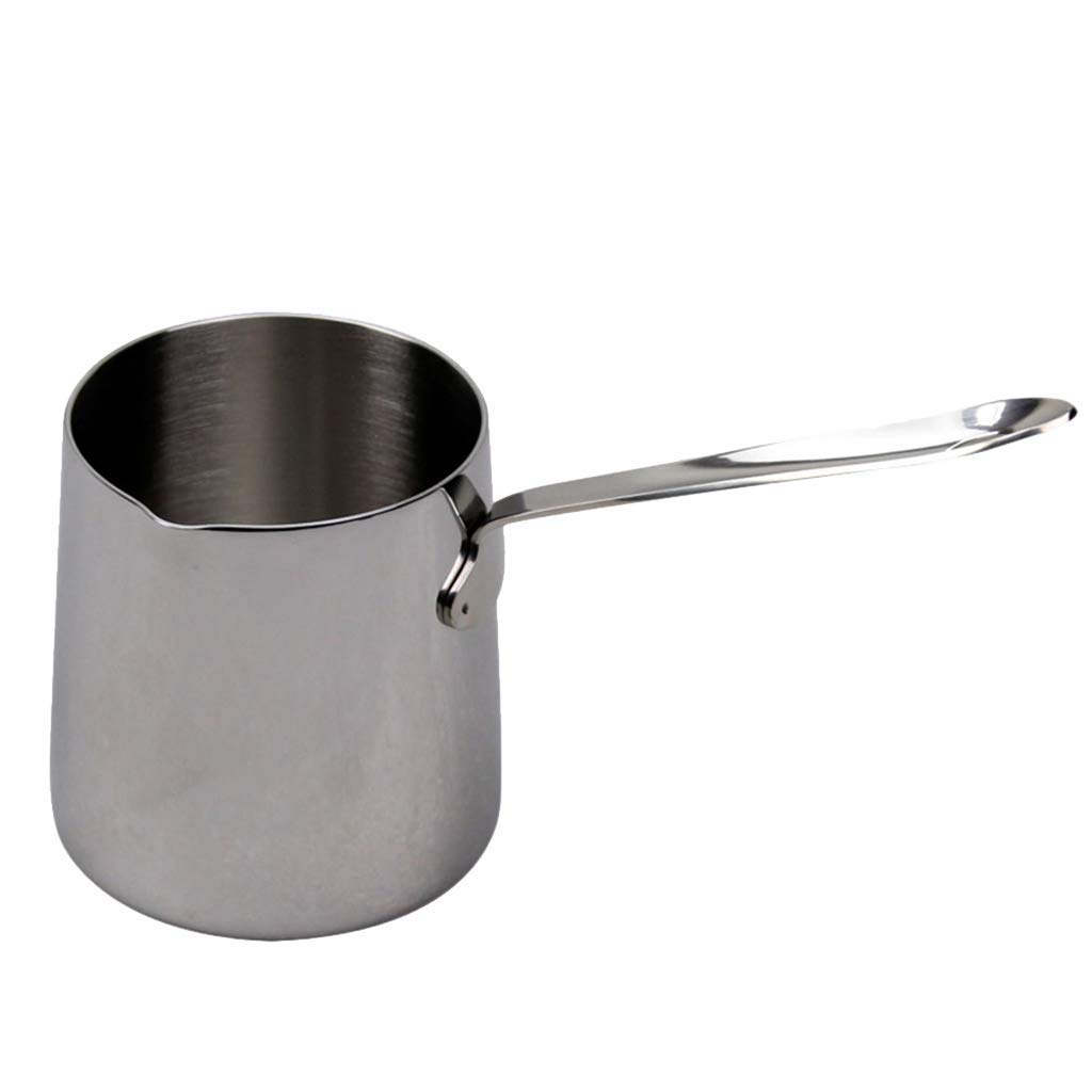 Premium 370ml Stainless Steel Turkish Coffee Pot - Long Handle Saucepan for Milk, Butter & Coffee Warmer - Ideal for Home, Camping & Gifts