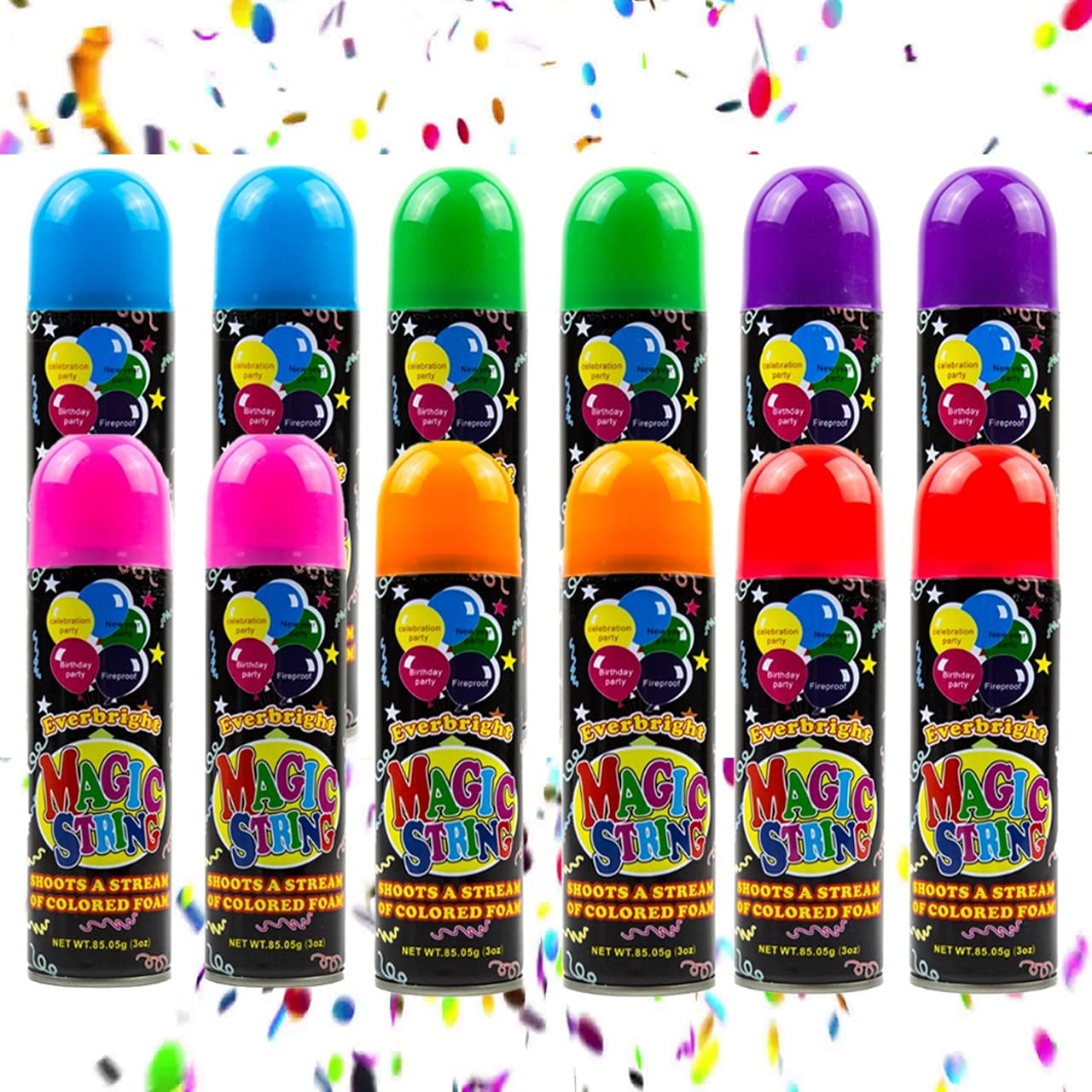 Toysery Party Streamer - Ultimate Spray String for Kids | 12 Pack of Fun Party Spray String in Cans | Perfect for Birthday Parties, Halloween, and Celebrations