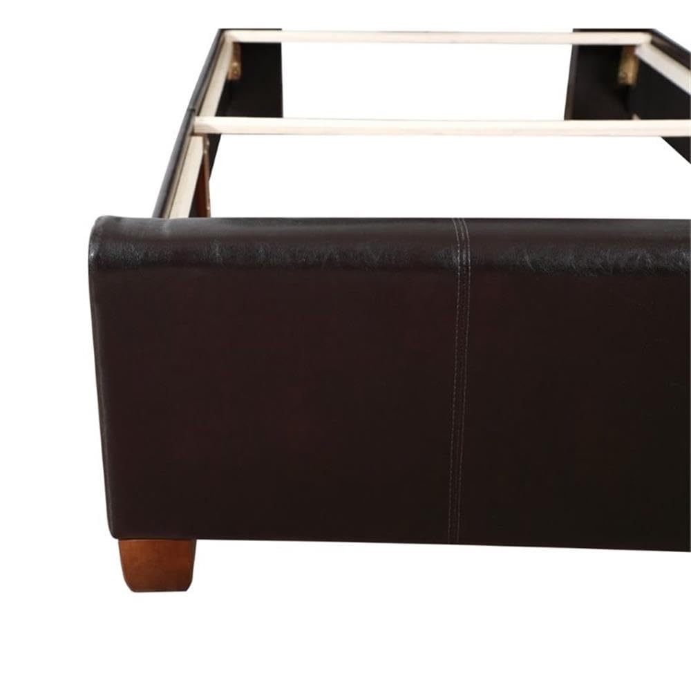 Glory Furniture Marilla Faux Leather Upholstered Twin Bed Frame - Dark Brown Modern Upholstered Bed for Kids, Teens & Guest Rooms - Perfect for Small Spaces & Bedroom Decor