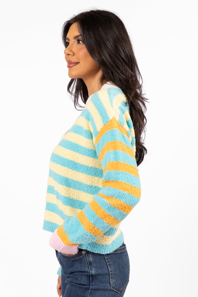 Soft Fuzzy Cardigan for Women - Cozy Yellow, Blue & Pink Sweater | Perfect for Fall & Winter Outfits | Lounge & Casual Wear