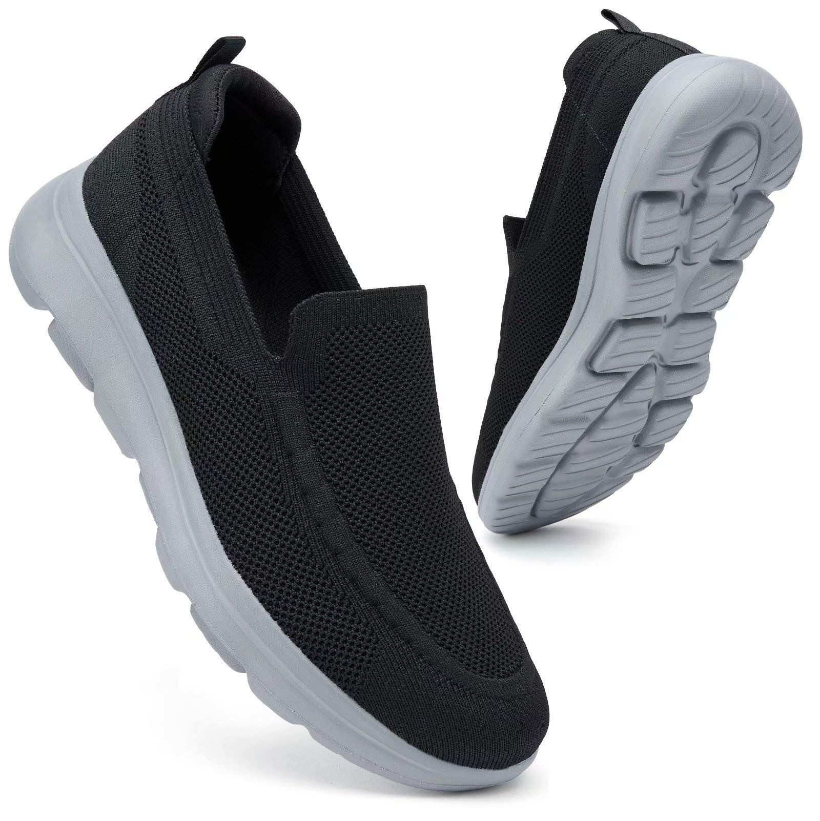 Konhill Men's Slip-On Walking Shoes - Breathable Mesh Loafers for Casual Wear & Tennis Sneakers | Perfect for Daily Walking, Travel & Light Sports Activities