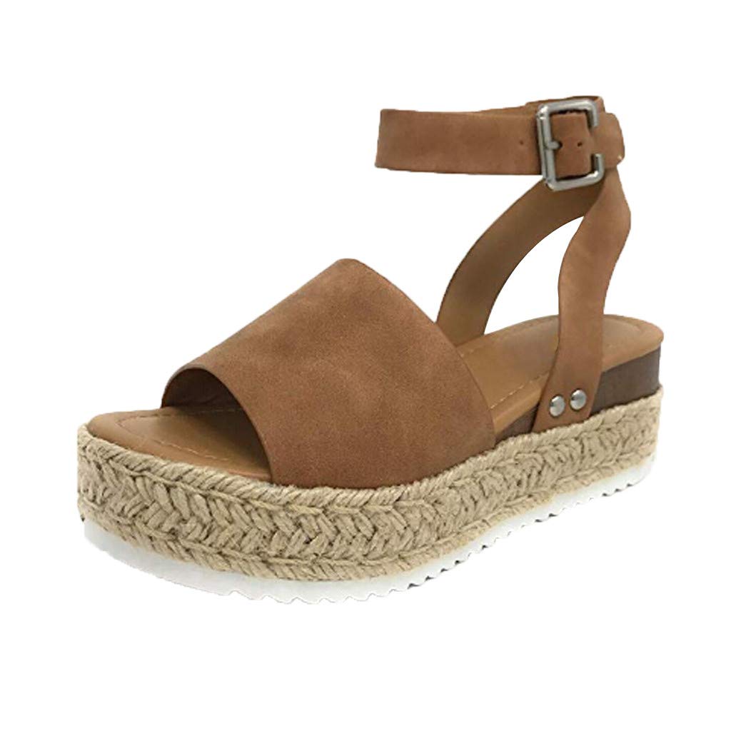 **Gibobby Women's Wide Width Platform Sandals - Casual Summer Flatform Open Toe Ankle Strap Sandals for Beach, Walking & Outdoor Activities**