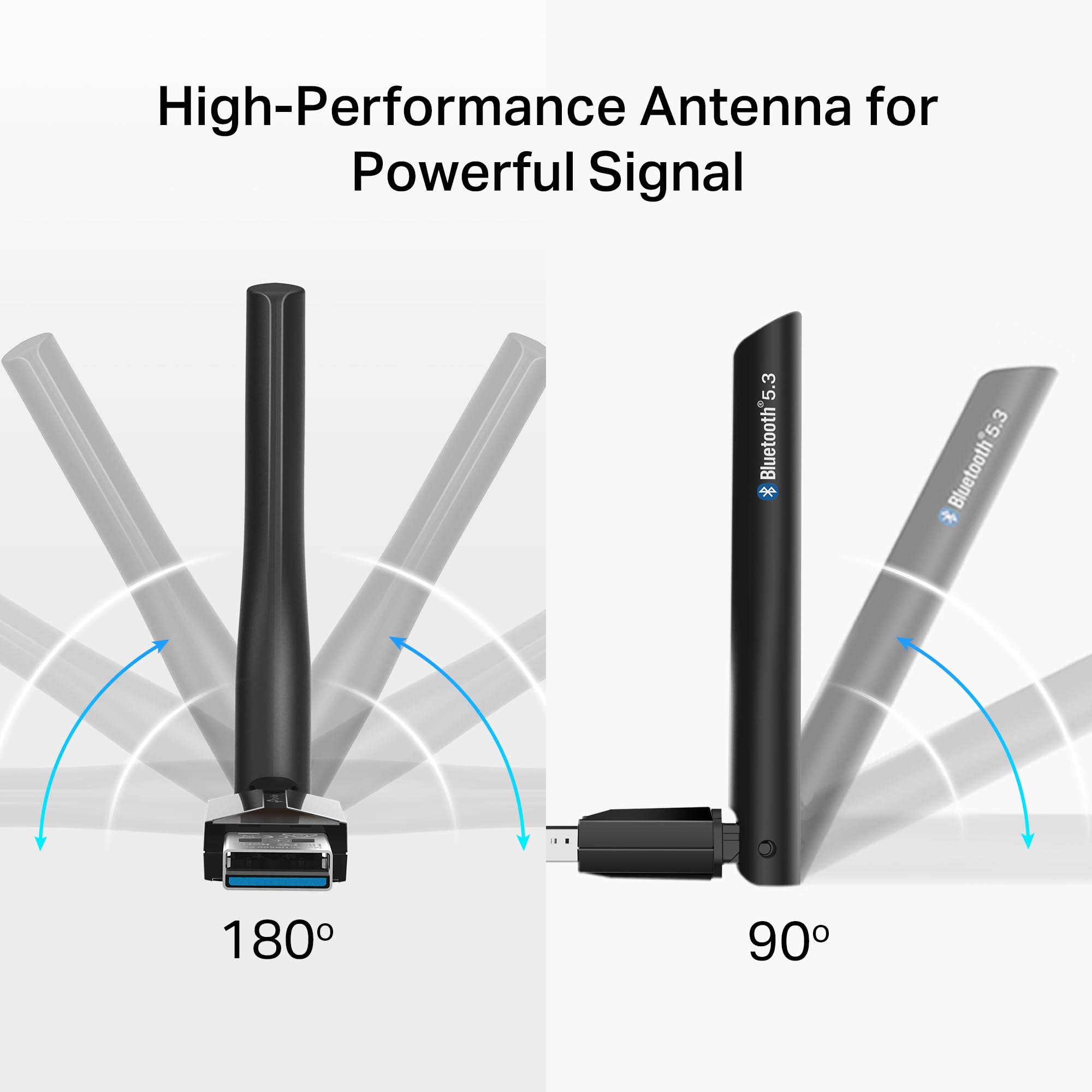 TP-Link UB500 Plus USB Bluetooth 5.3 Adapter for PC - Long Range Wireless Receiver with Adjustable Antenna, Plug and Play, Compatible with Windows 11/10/8.1/7, Desktop, Laptop, PS5/PS4/Xbox Controller - Perfect for Gaming, Video Streaming & Wireless Audio
