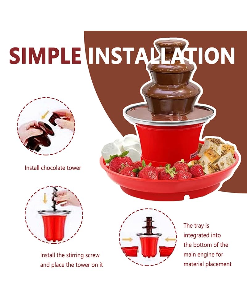 Mini 3-Tier Stainless Steel Electric Chocolate Fondue Fountain Machine - Perfect for Birthday Parties, Weddings & Dessert Buffets | Ideal for Dipping Fruits, Marshmallows & Cake Pops