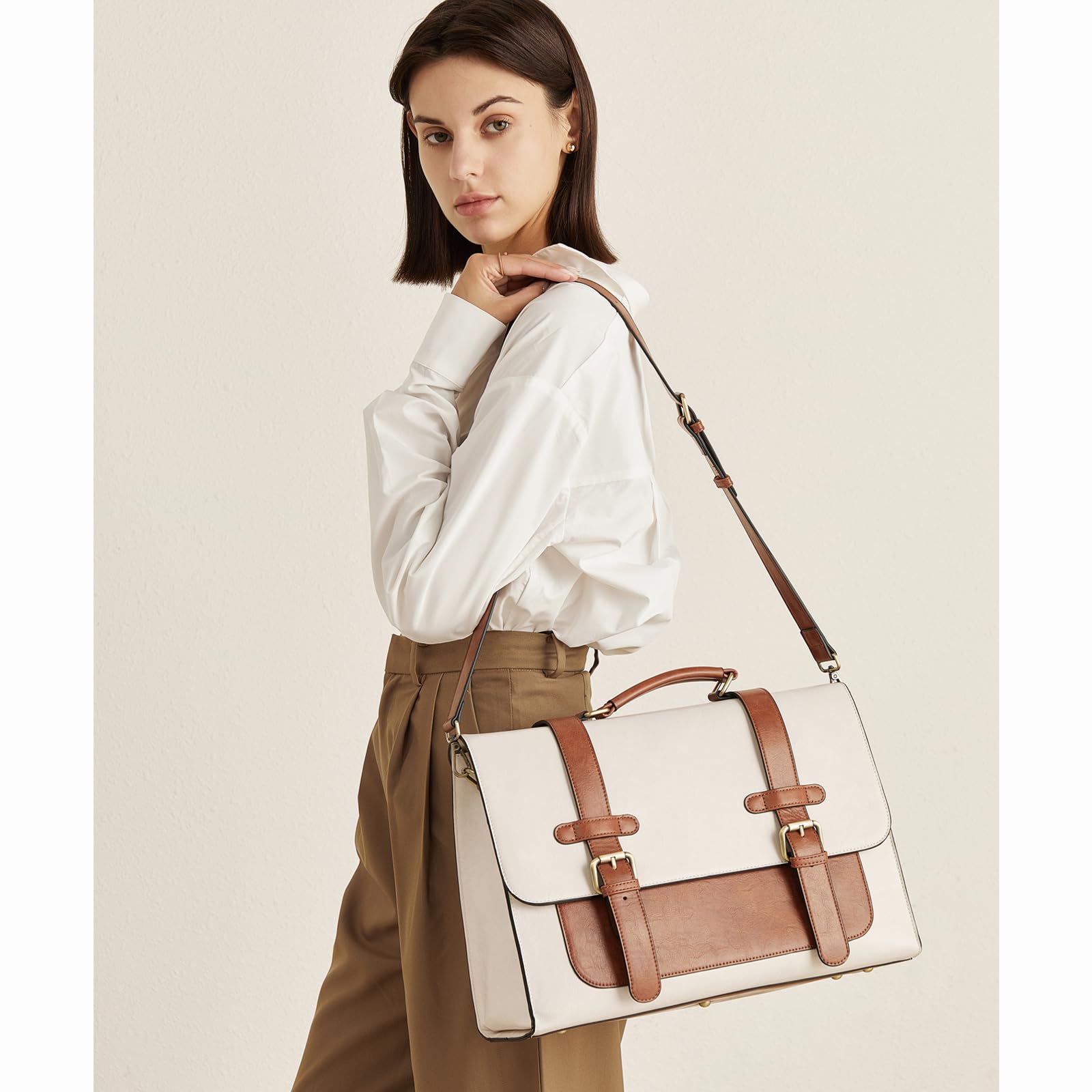 CLUCI Women's Leather Briefcase - 15.6 Inch Laptop Bag for Business & Work | Professional Tote for Office, Commute & Travel