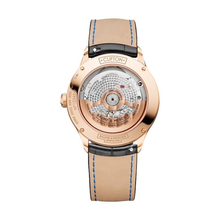 Clifton 10469 18k Rose Gold Baumatic COSC Certified 39mm Watch - Luxury Swiss Automatic Timepiece for Men, Perfect for Formal Events & Business Occasions