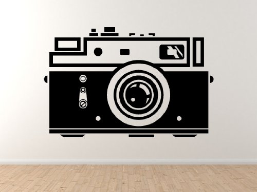 Vintage Film Camera Silhouette Wall Decal - 45 Inch Black Vinyl Photography Decor - Perfect for Home Office, Studio & Photography Enthusiast Spaces
