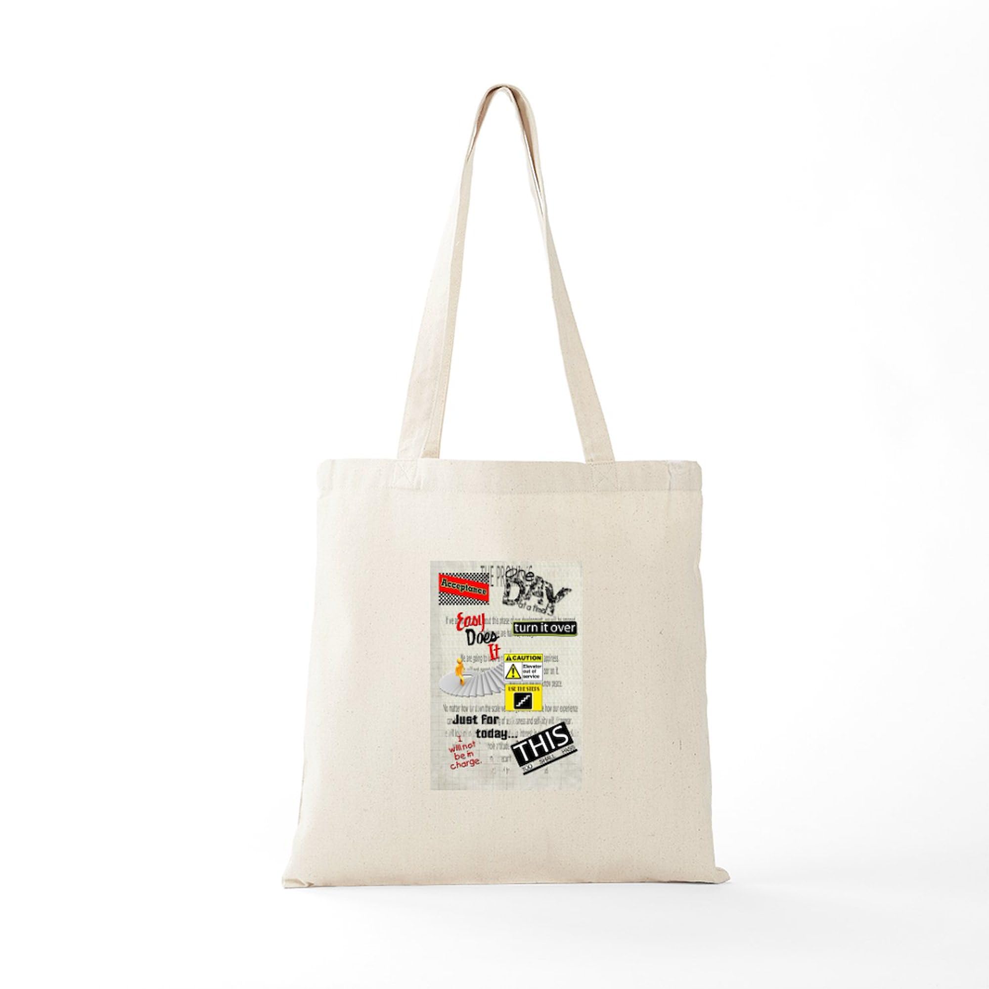 12 Step Slogans Tote Bag - Natural Canvas Reusable Shopping Bag for AA Meetings & Recovery Support | Eco-Friendly Grocery Tote for Daily Use