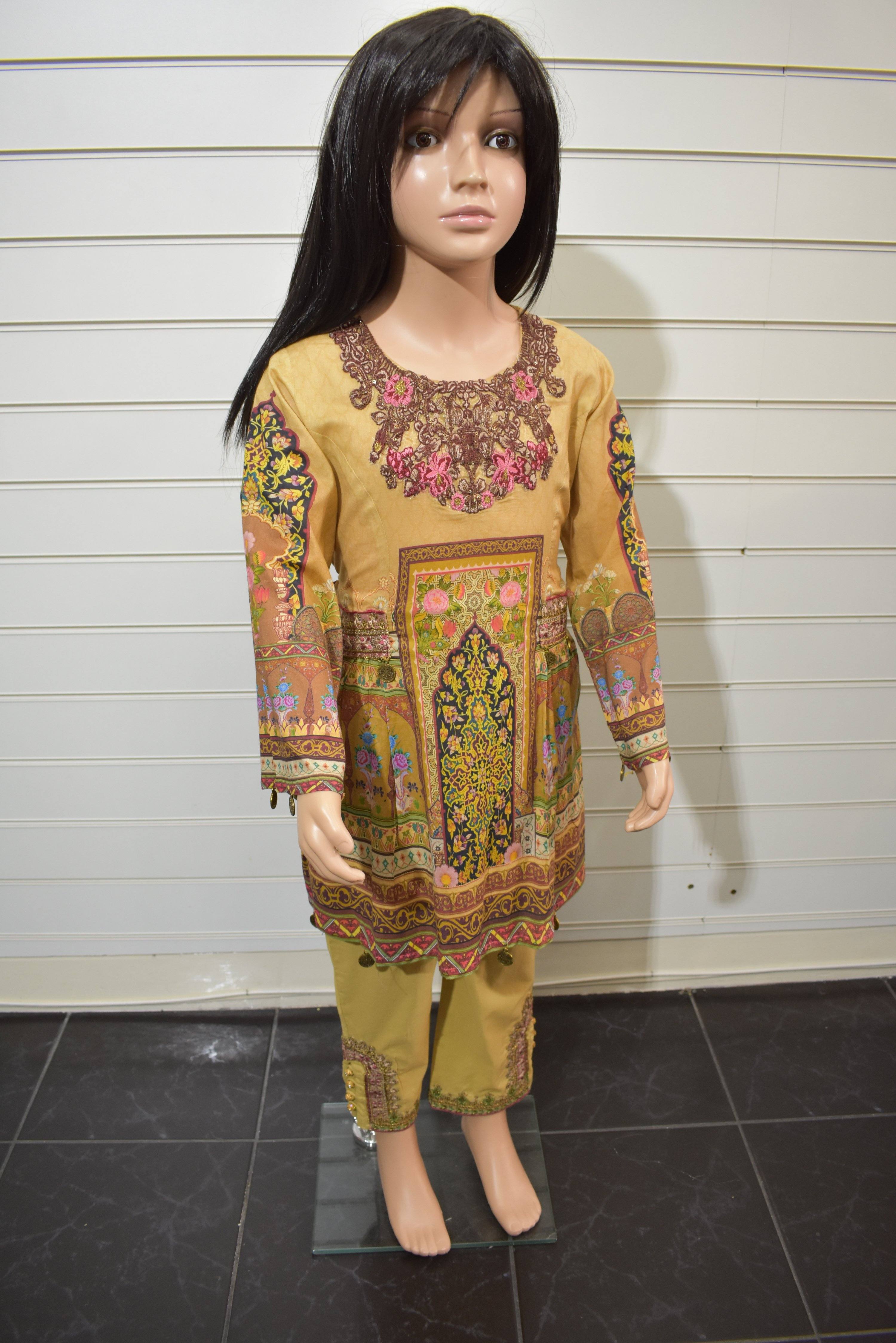 Simrans Kids Digital Print Outfit with Embroidered Capri Trousers AL14 | Stylish Matching Set for Girls | Perfect for Birthday Parties, School Events & Family Photos