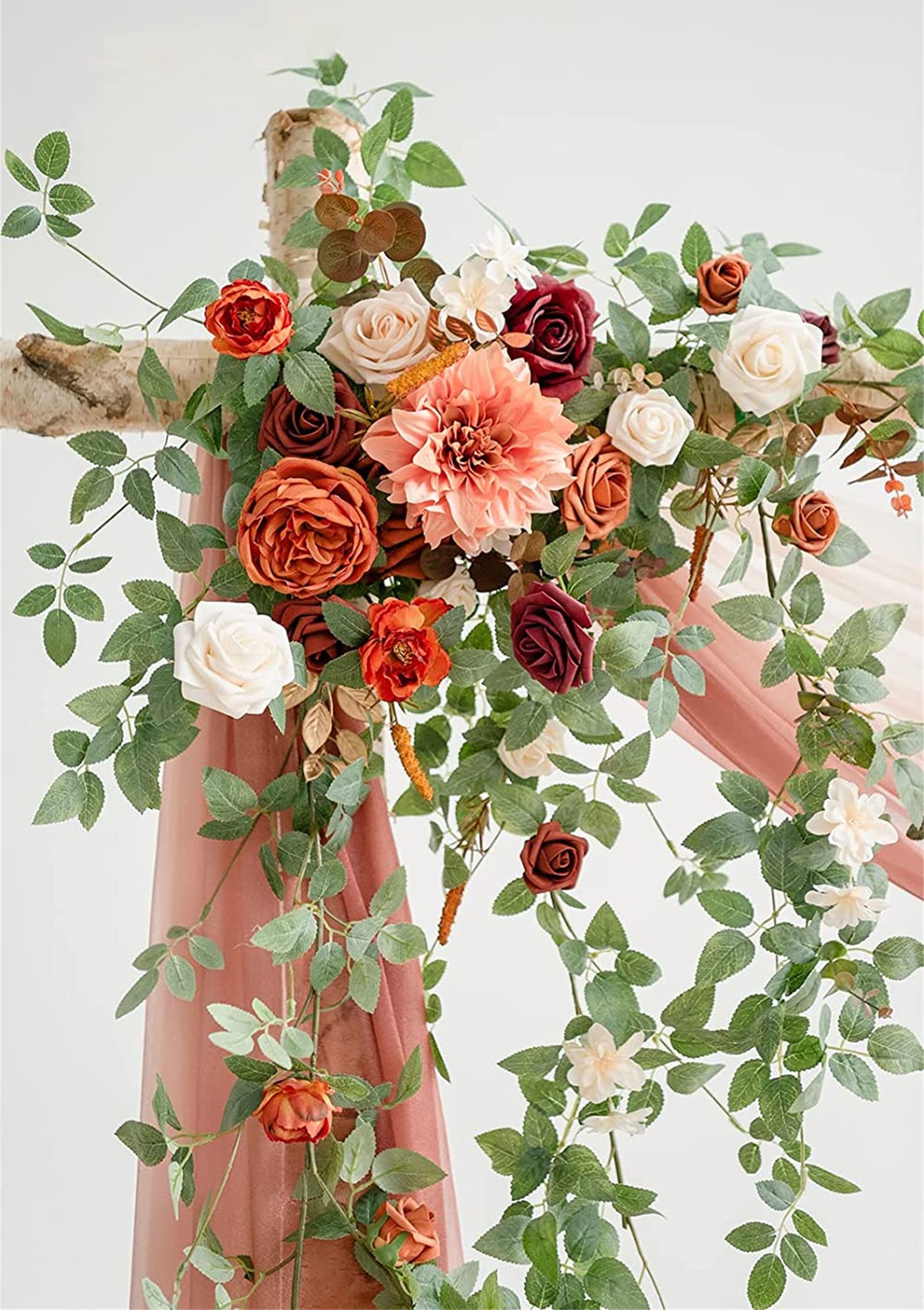 2 PCS White Rose Wedding Arch Flowers Kit - Artificial Flower Garland Swag for Ceremony & Reception Backdrop Decor - Perfect for Wedding, Anniversary, and Party Decoration